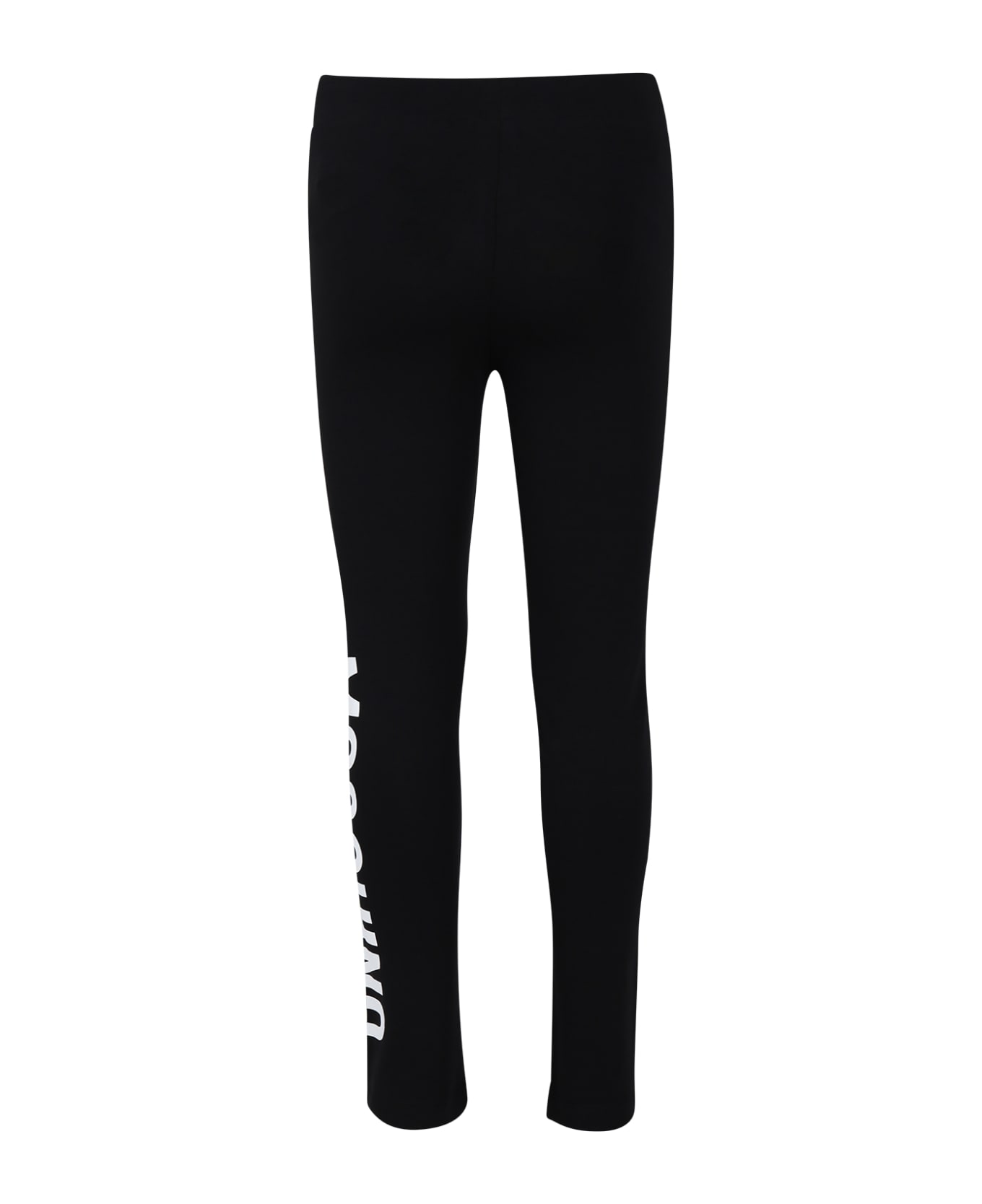 Moschino Black Leggings For Girl With Logo - Black ボトムス