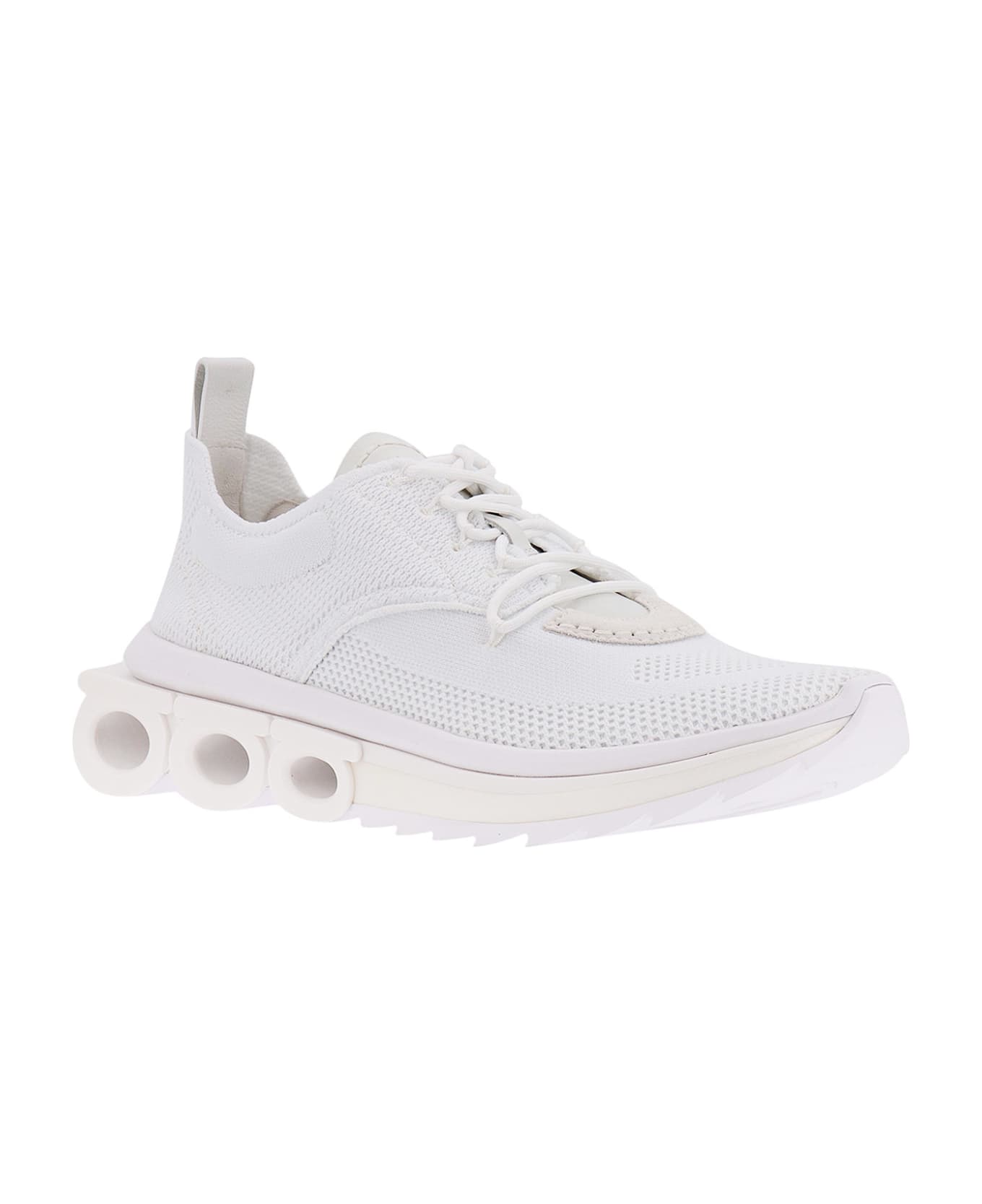 Ferragamo Nima Knit Sneakers - White