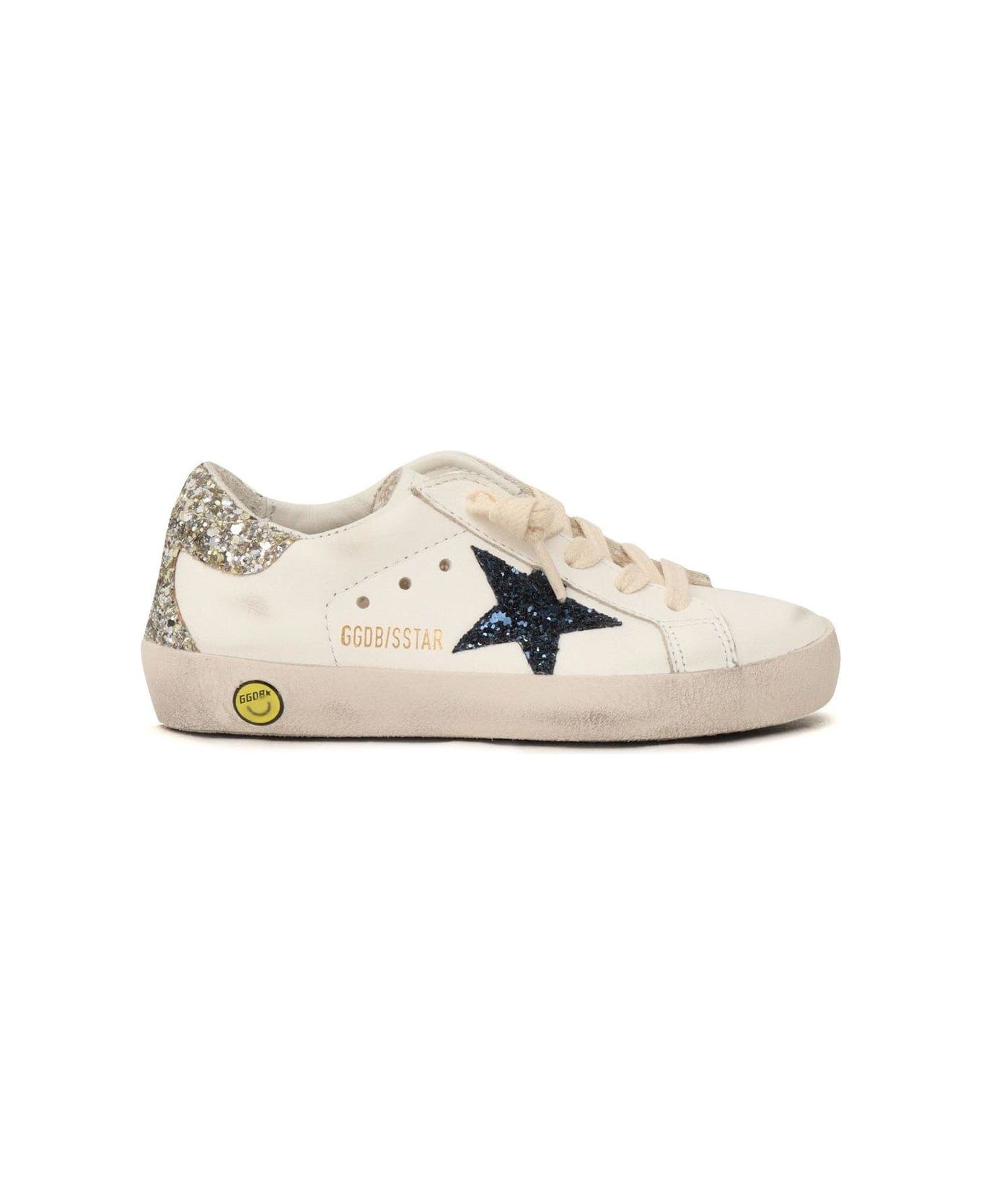 Golden Goose Super Star Lace-up Sneakers - White/platinum/blue