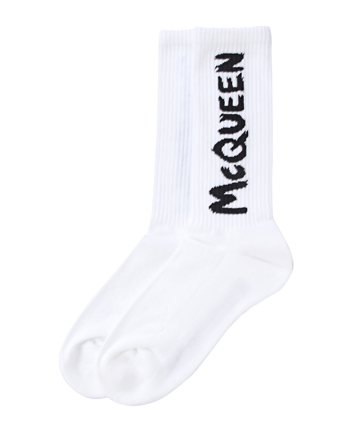 Alexander McQueen Graffiti Logo Socks - Bianco