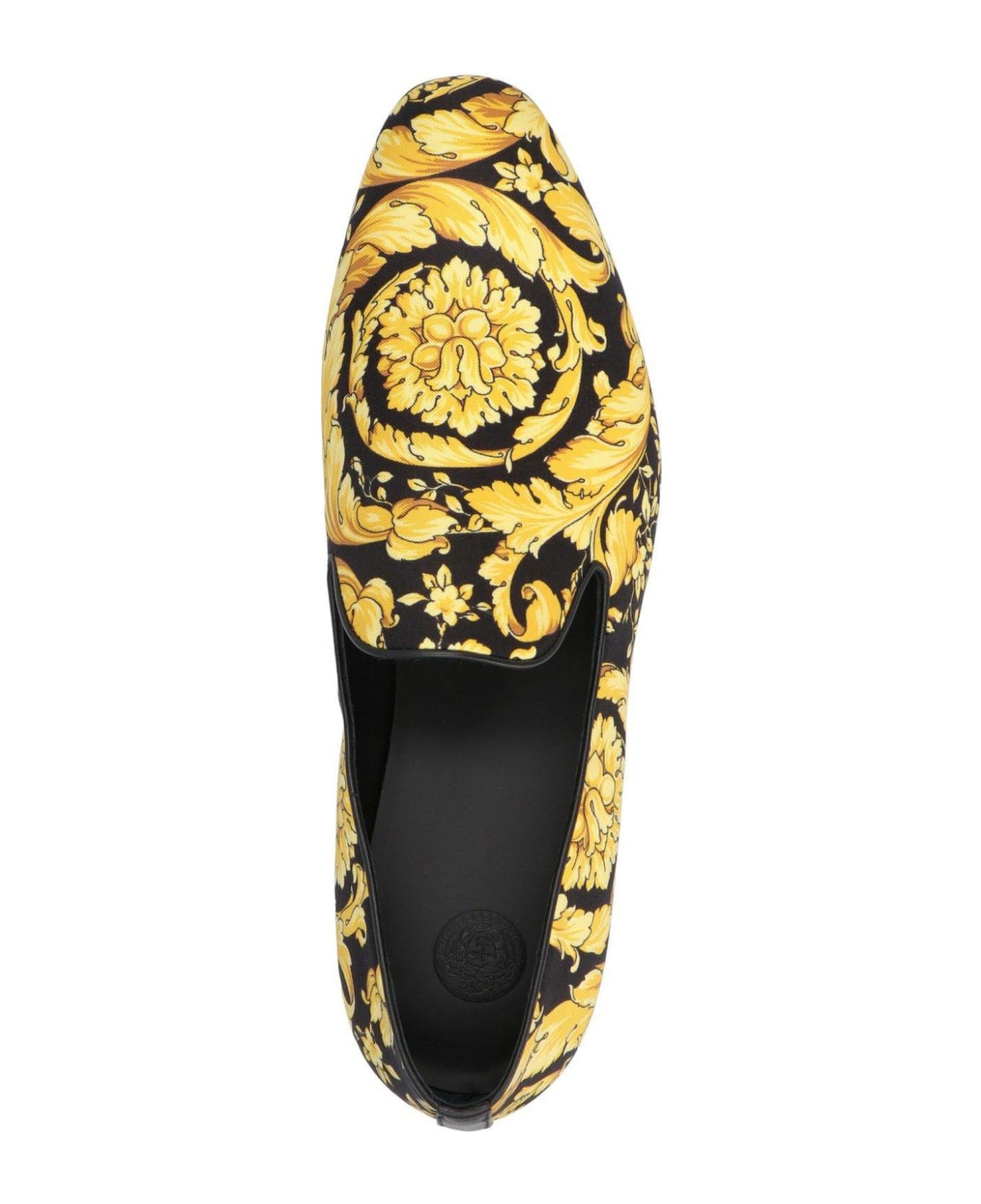 Versace Baroque Pattern Pointed Toe Loafers - YELLOW/BLACK