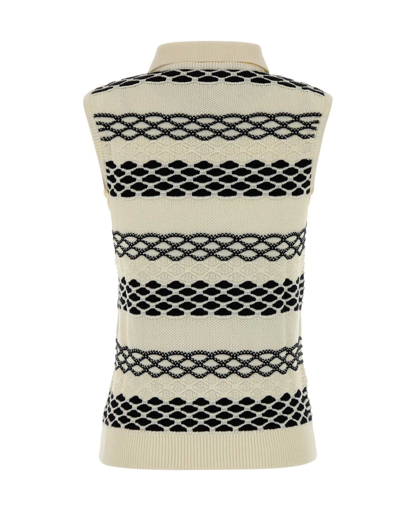Loewe Embroidered Cotton Vest - BLACK/WHITE