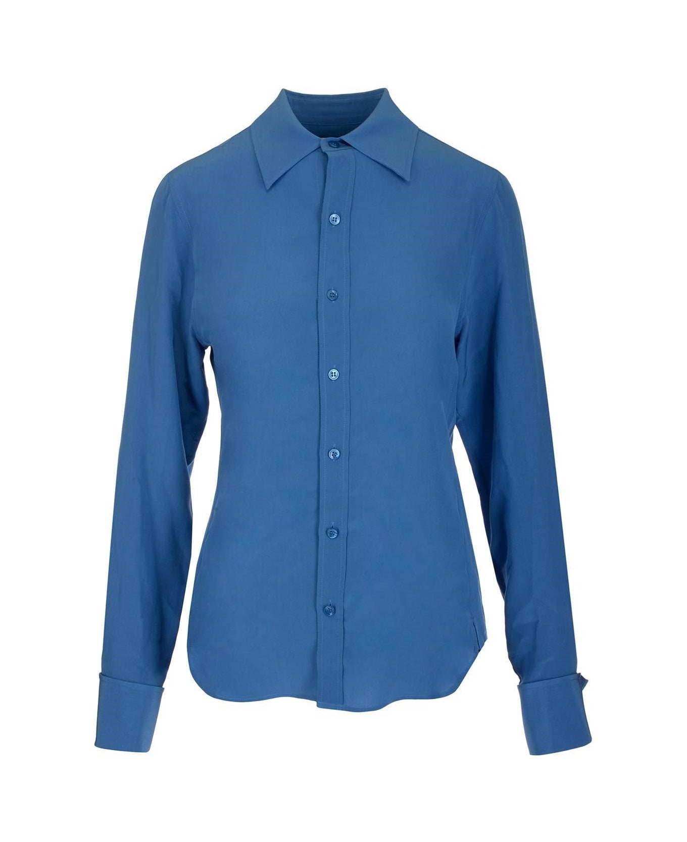Saint Laurent Crepe De Chine Fitted Shirt - Deep blue シャツ