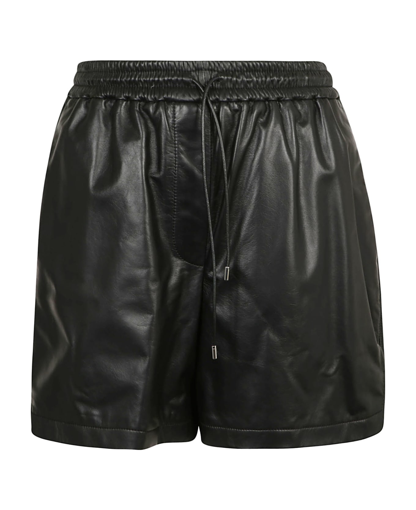 Loewe Drawstring Waist Leather Shorts - Black