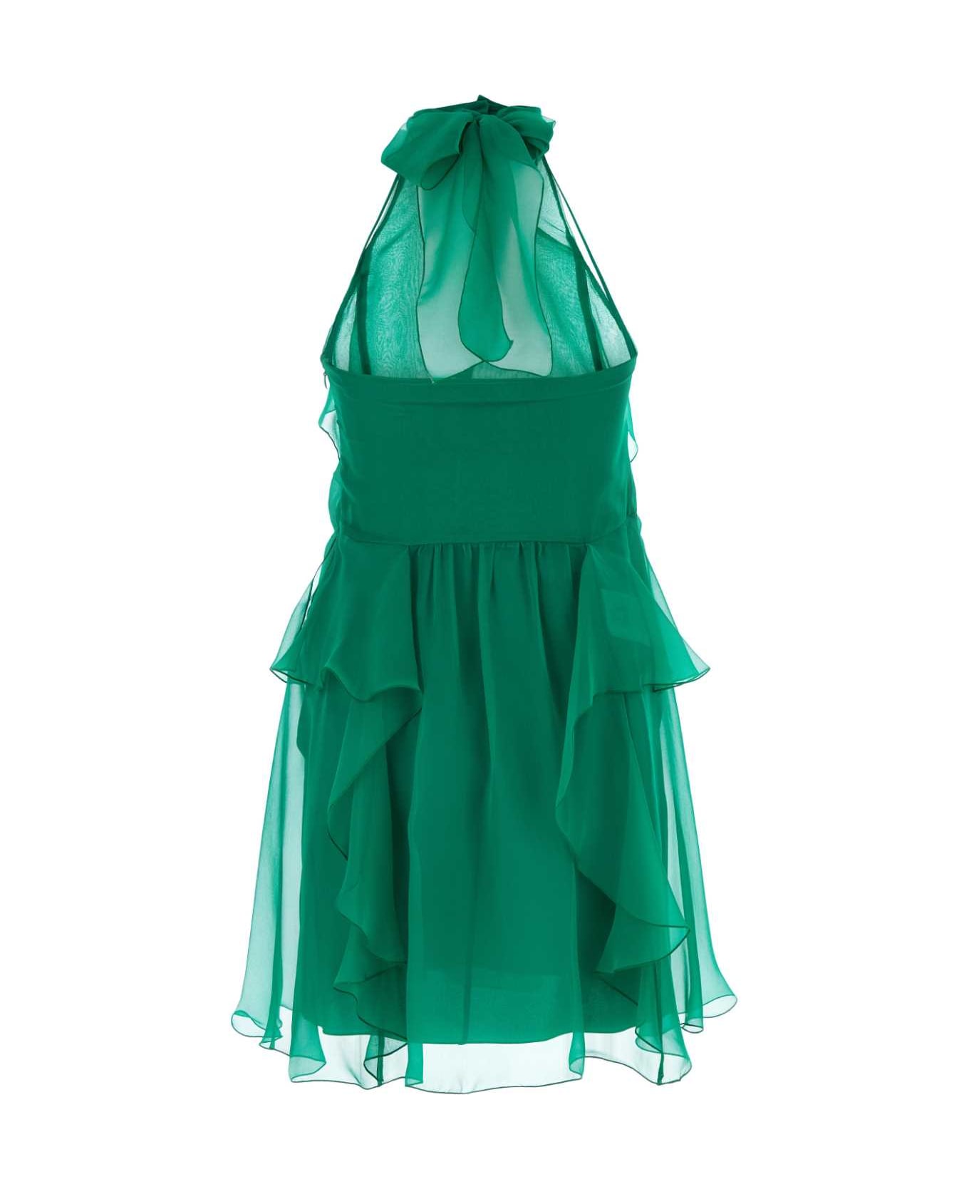 Alberta Ferretti Green Silk Mini Dress - VERDE