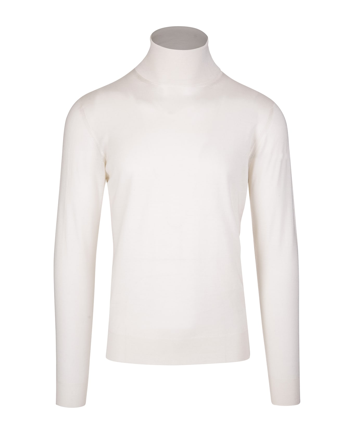 Fedeli Cream Cashmere And Silk Turtleneck Pullover - White