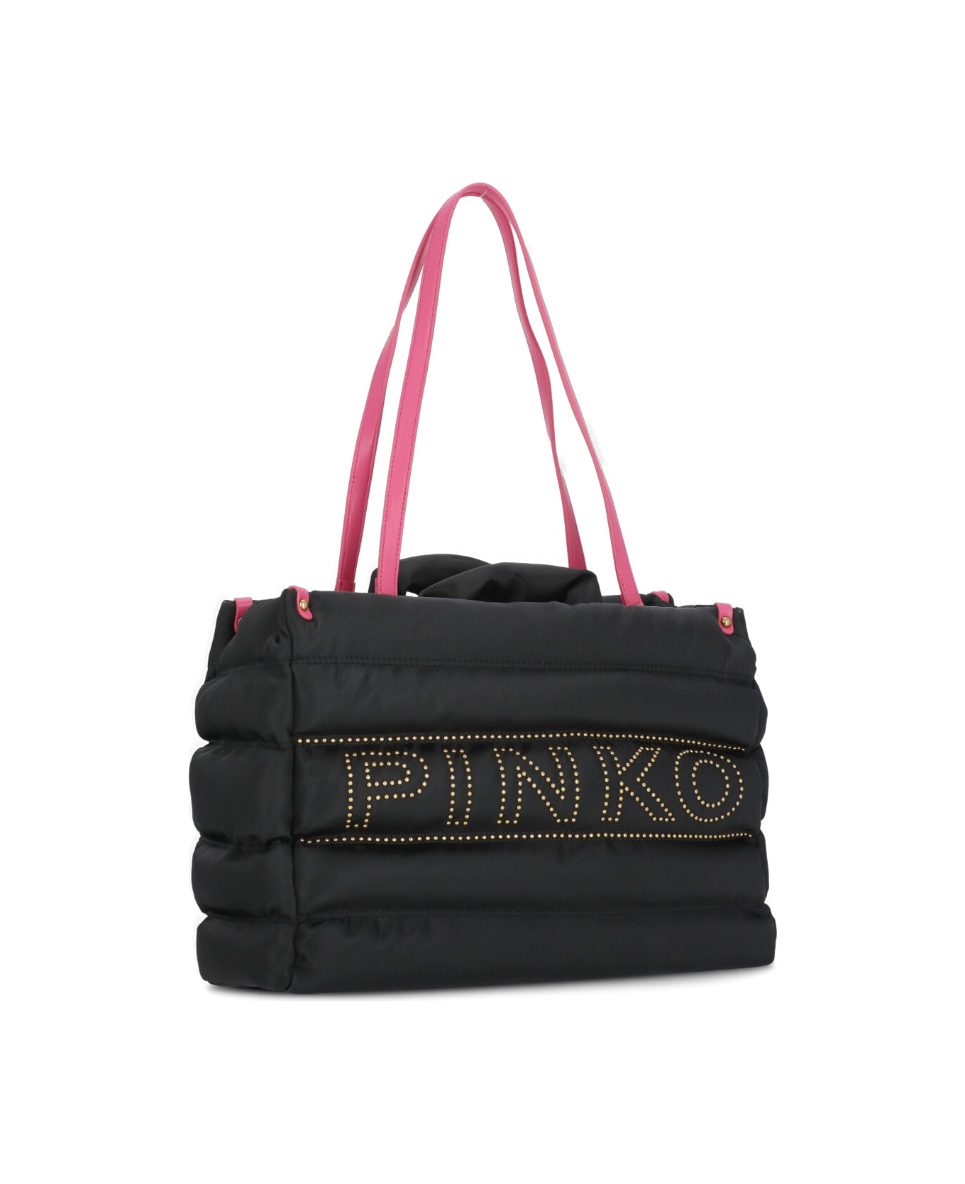 Pinko Logo Studded Padded Hand Bag - Black