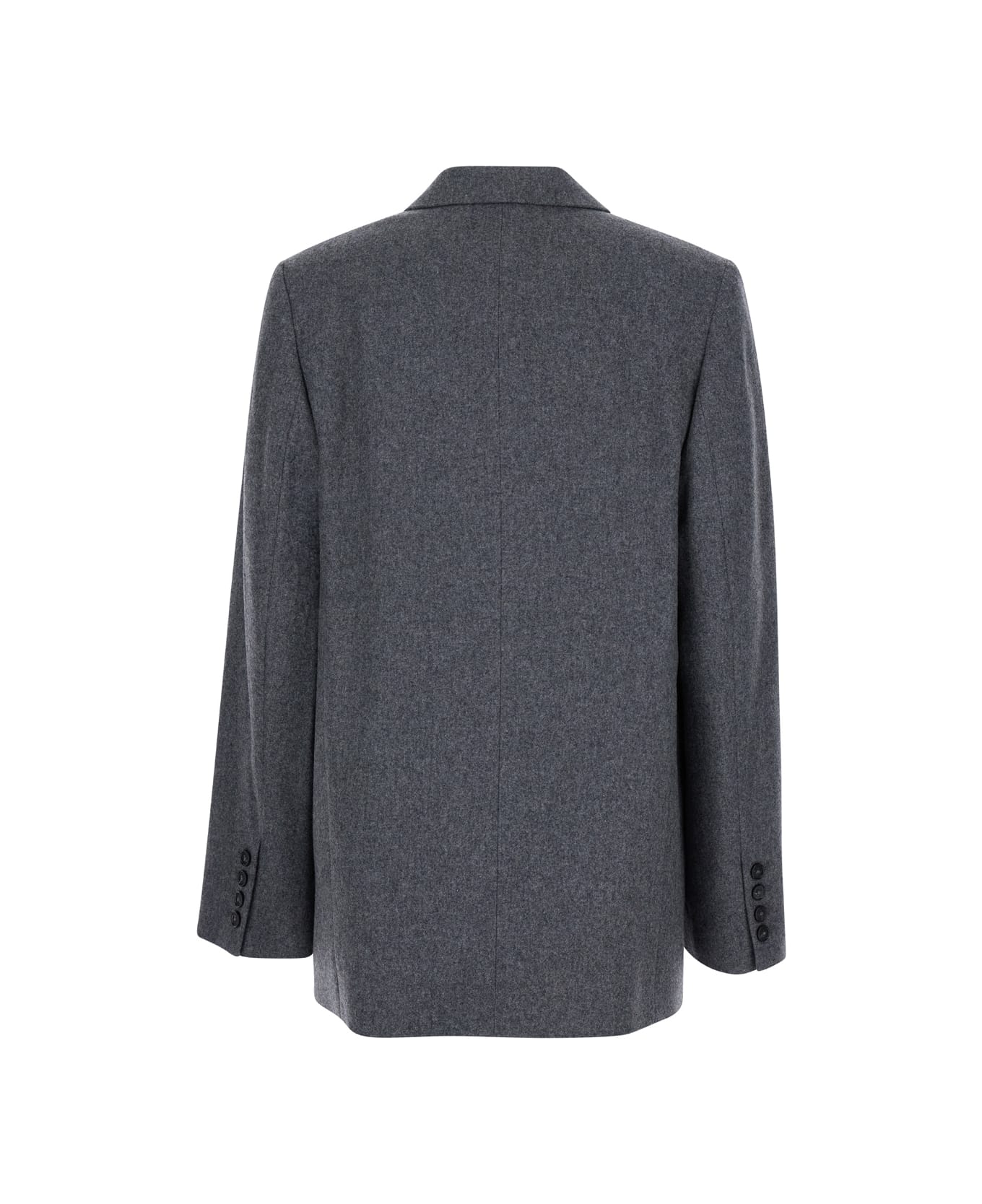 Totême Grey Single-breasted Jacket With Notched Revers In Wool Blend Woman - Grey ブレザー