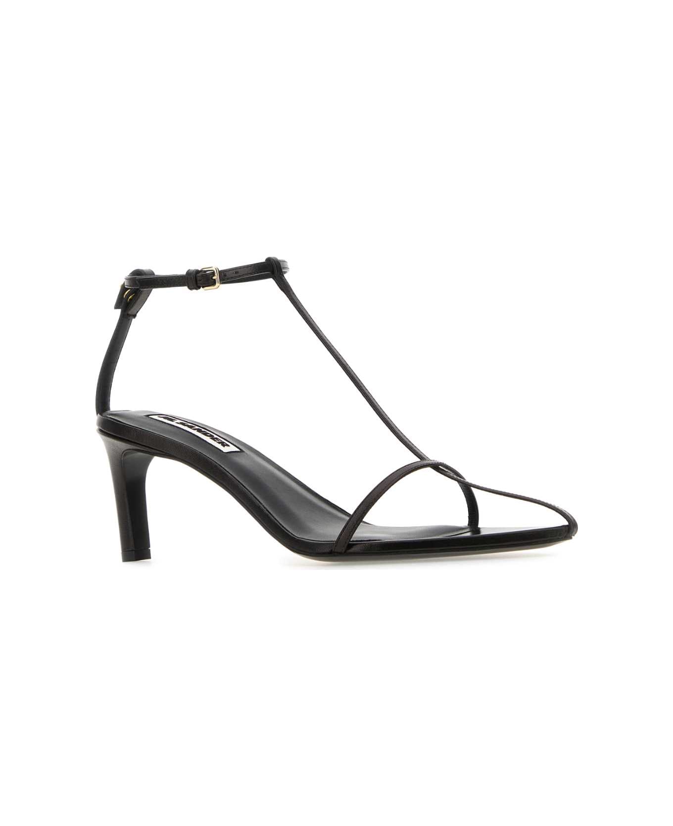 Jil Sander Black Leather Pointed Sandals With Straps - BLACK サンダル
