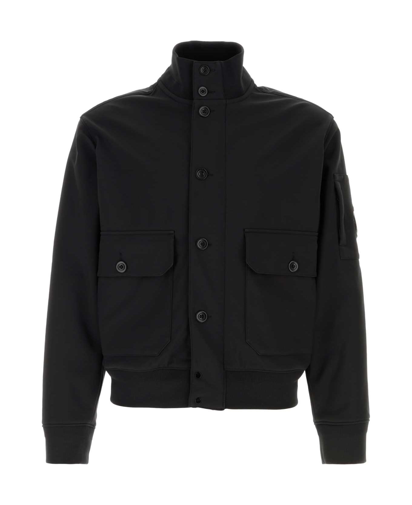 C.P. Company Black Stretch Polyester Jacket - Black