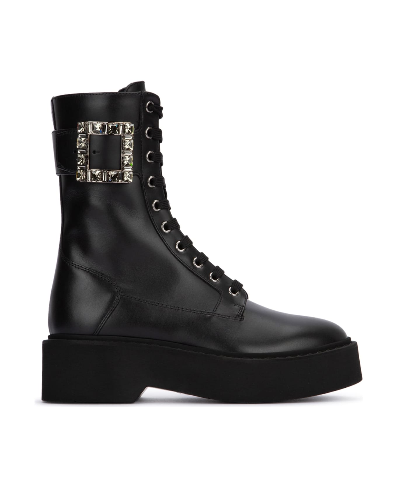 Roger Vivier Viv Rangers High Stra Lace-up Boot - NERO