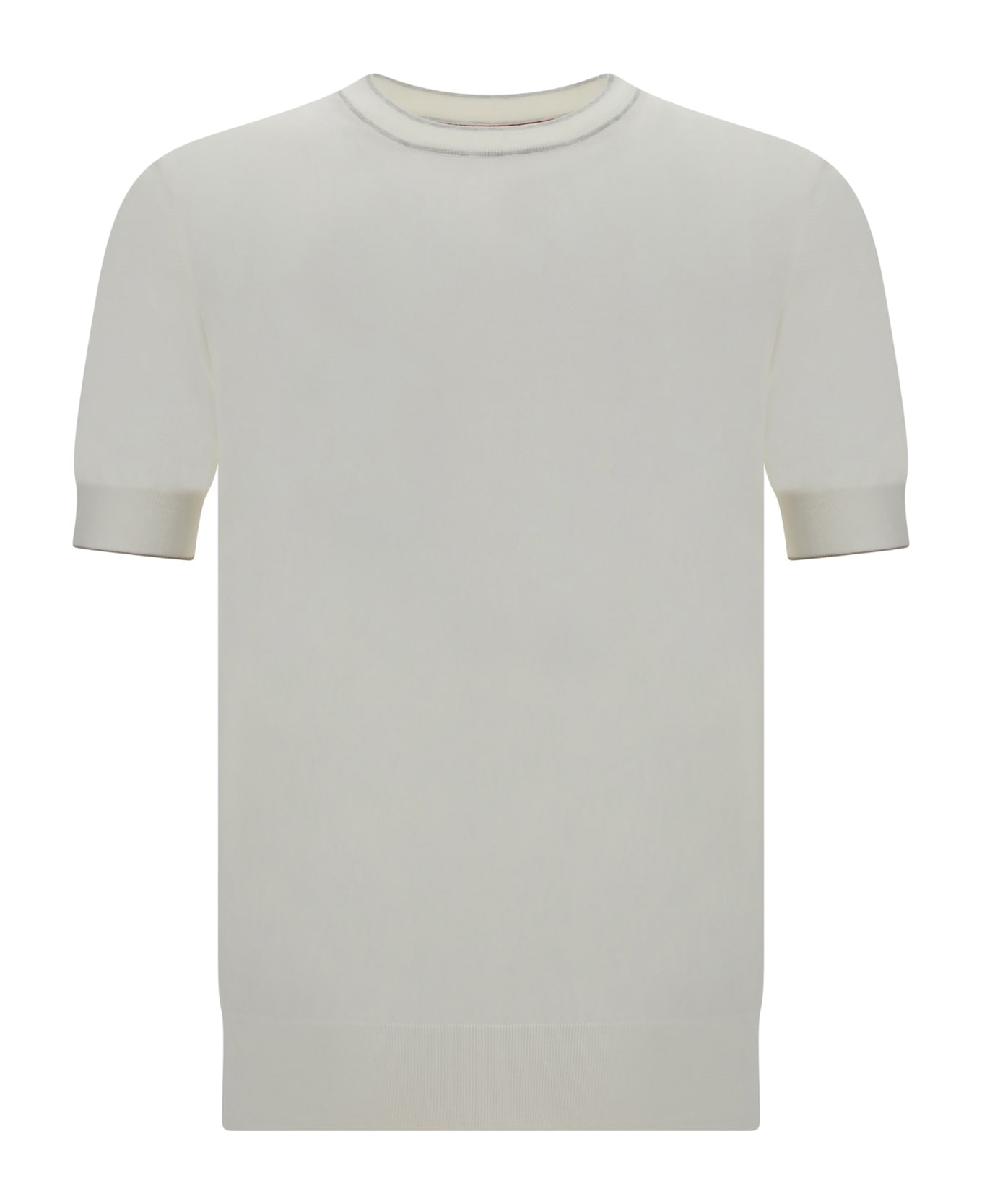 Brunello Cucinelli Cotton Knit T-shirt - Panama+nebbia+creta シャツ