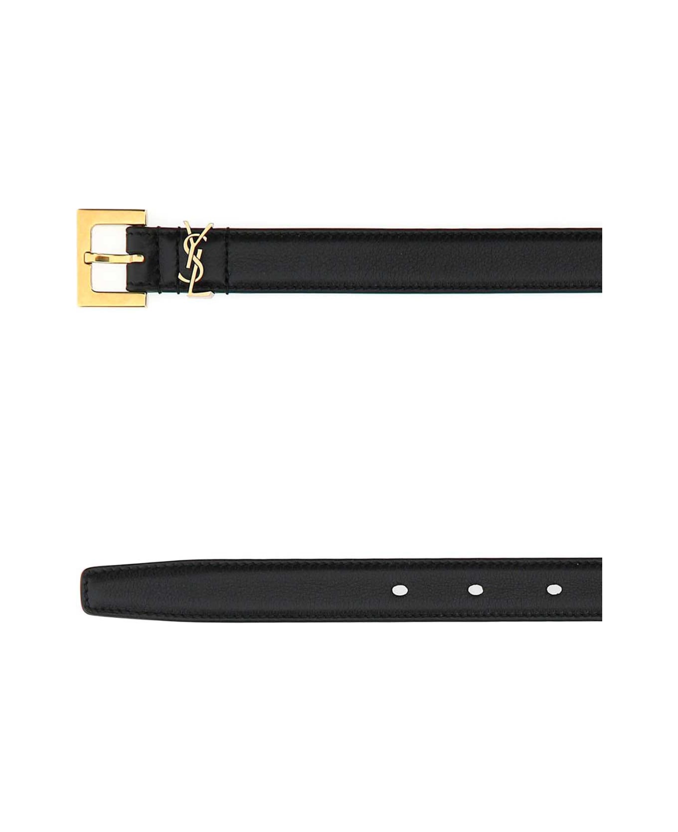 Saint Laurent Black Leather Belt - 1000