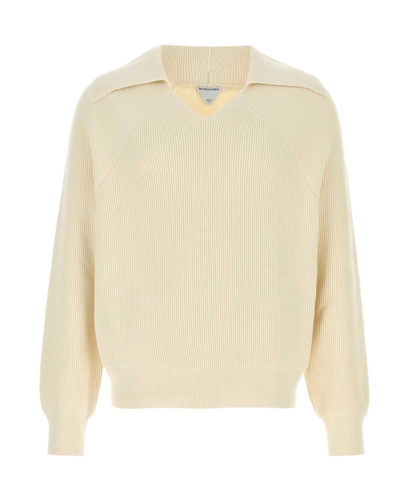 Bottega Veneta Cream Cotton Blend Sweater - CHALK