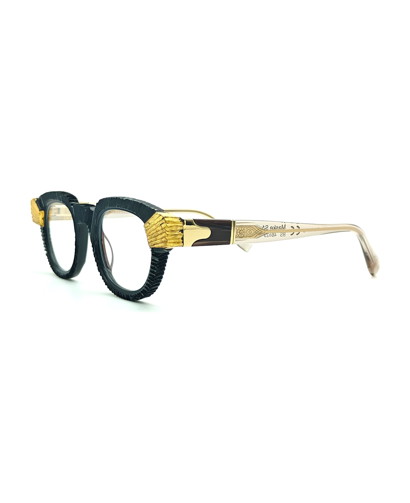 Kuboraum Mask S1 - Black Shine / Gold Leaf Rx Glasses - Black/gold