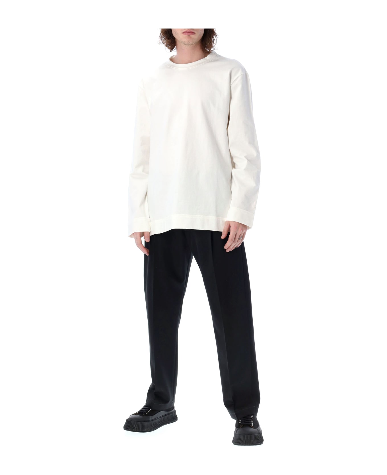 Jil Sander Textured Cotton L/s T-shirt - WHITE