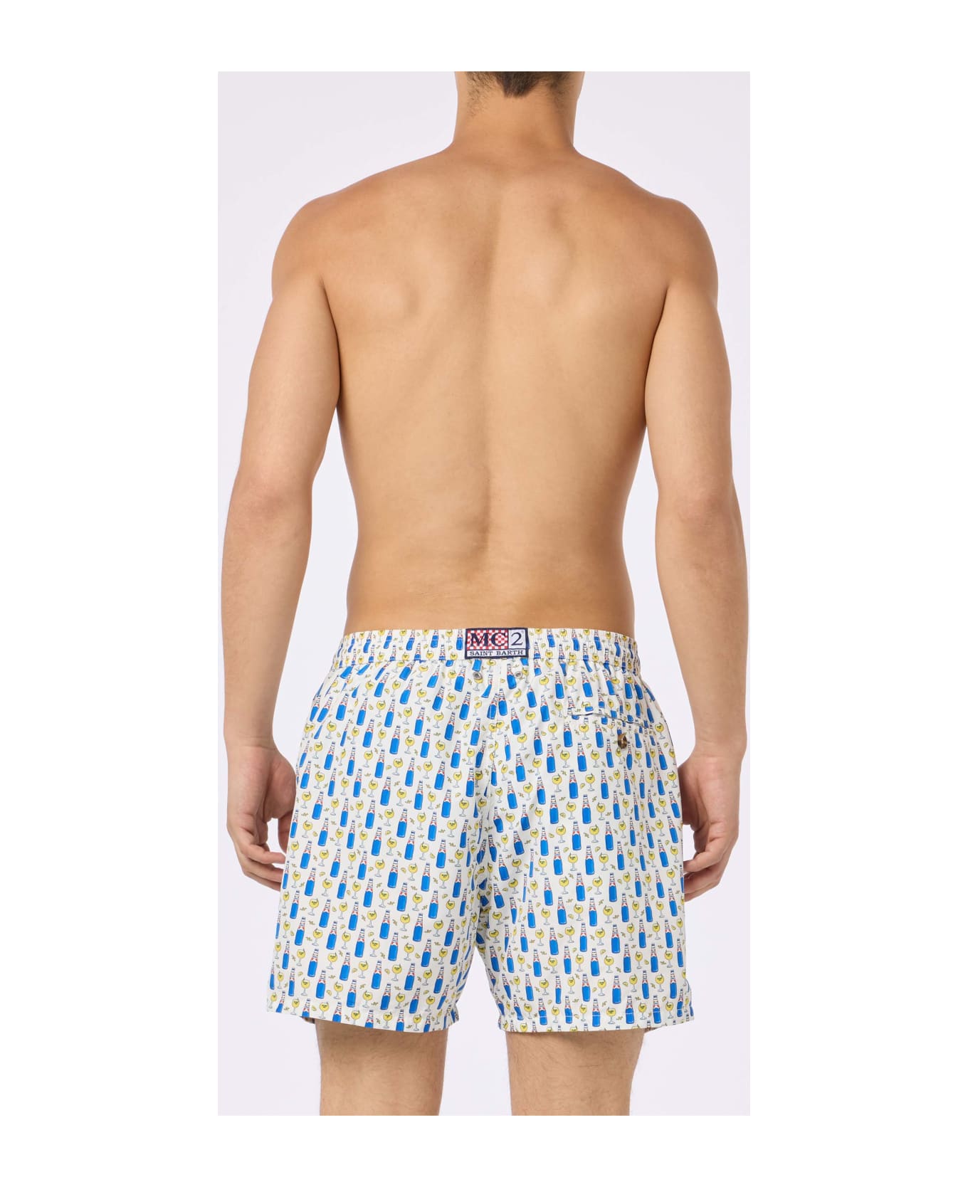 MC2 Saint Barth Man Lightweight Fabric Swim Shorts With Blanc 1664 Print | Blanc 1664 Special Edition - WHITE