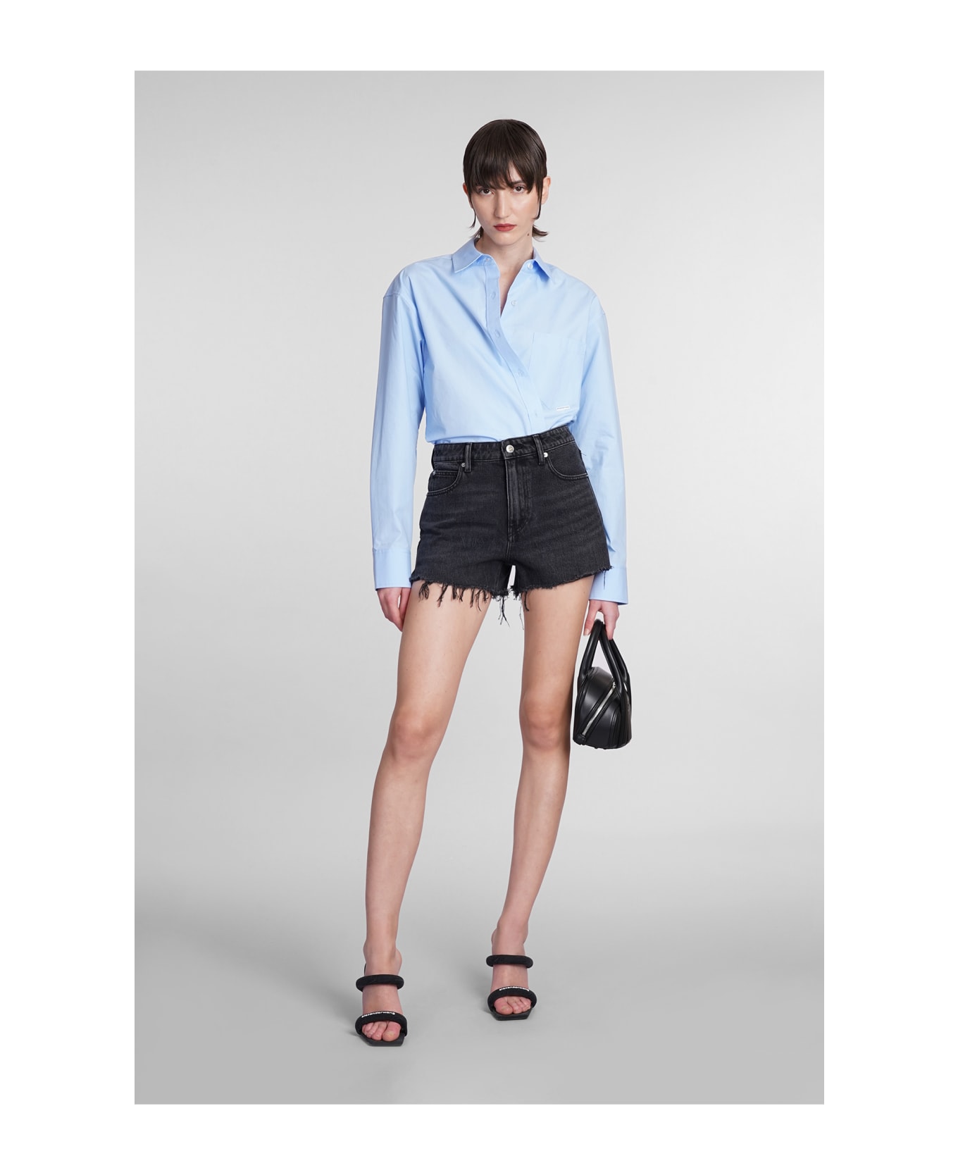 Alexander Wang Black Denim Shorts - GREYAGED