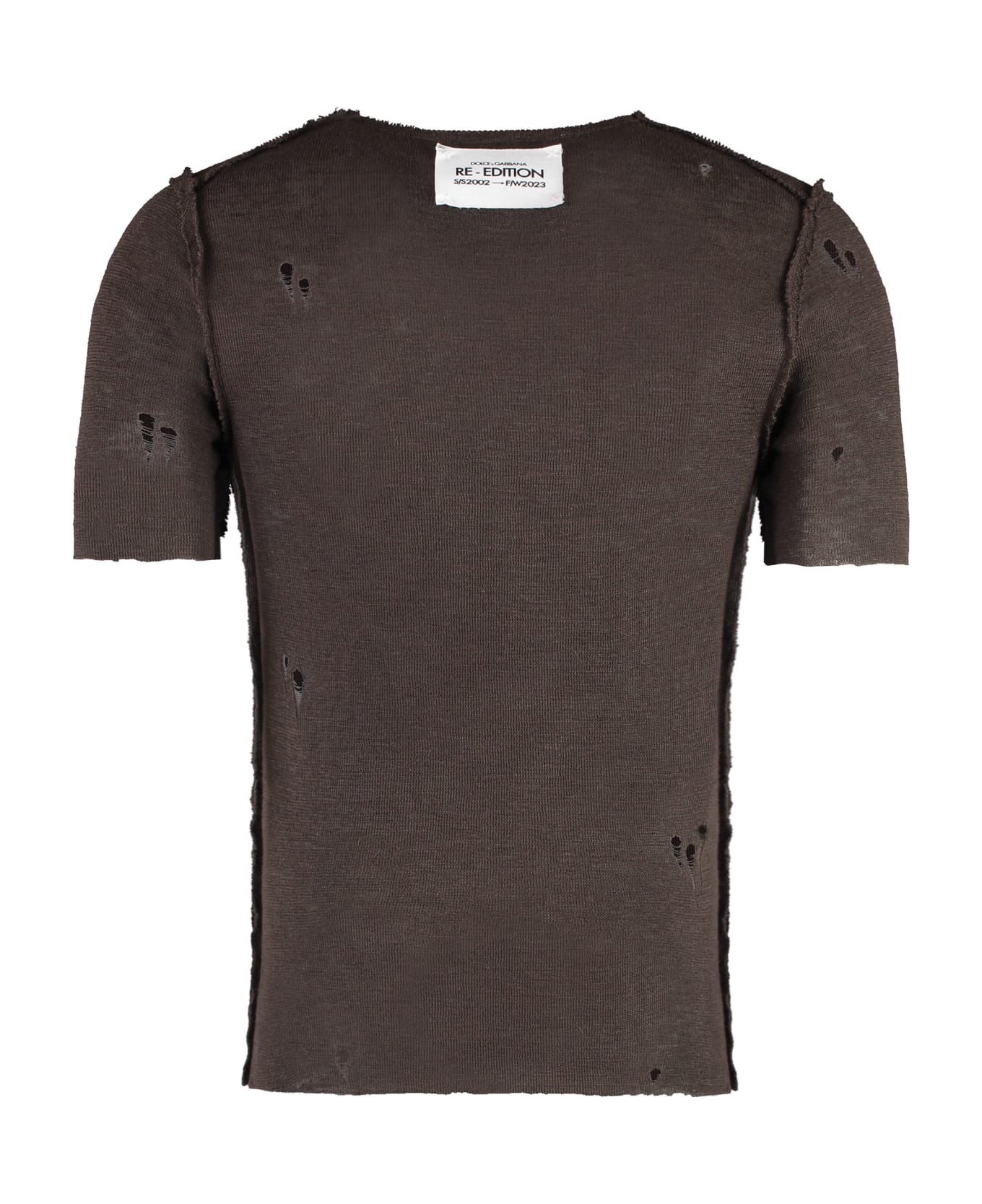 Dolce & Gabbana Worn-out Details Knit T-shirt - brown