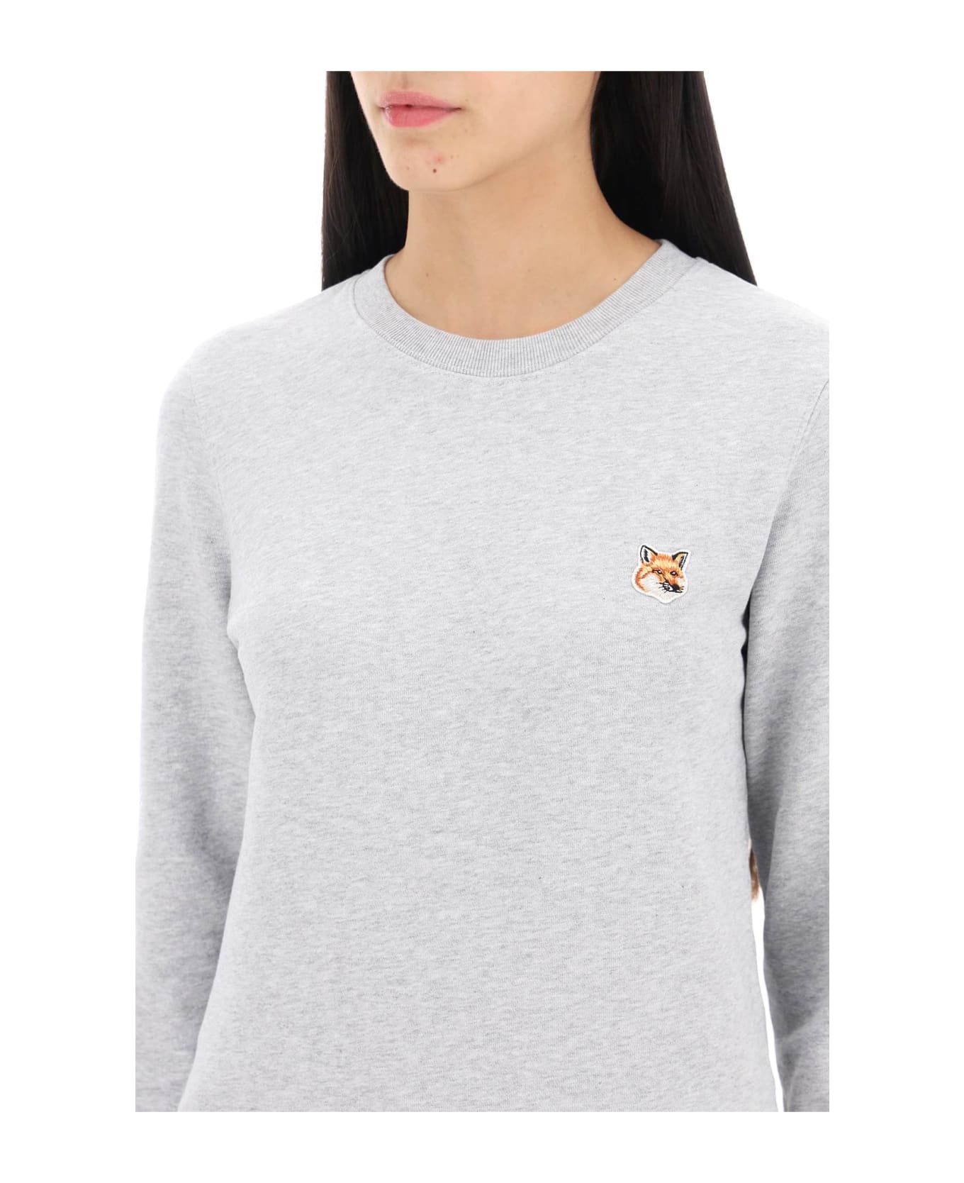 Maison Kitsuné Fox Head Regular Fit Sweatshirt - LIGHT GREY MELANGE (Grey)