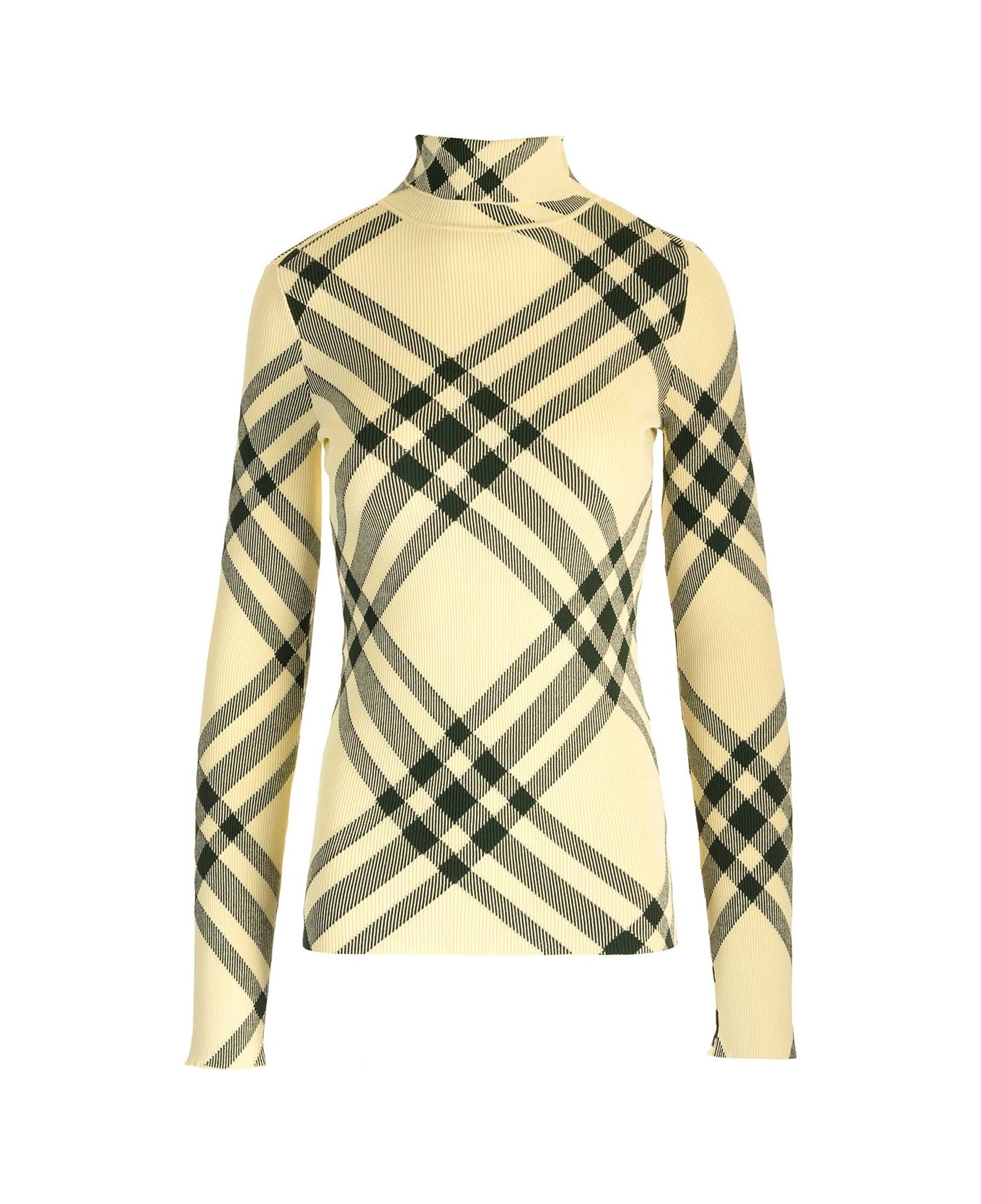 Burberry Check Print Turtleneck - White