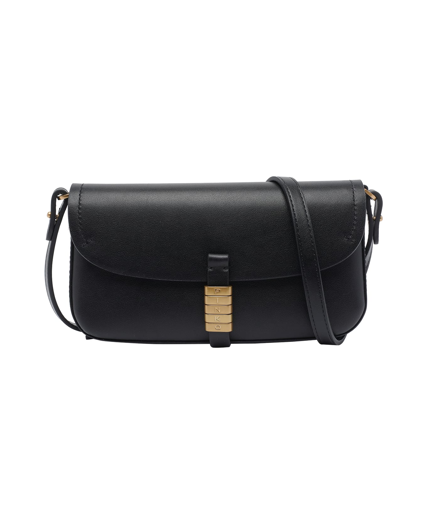 Pinko Saddle Flat Handbag - Black