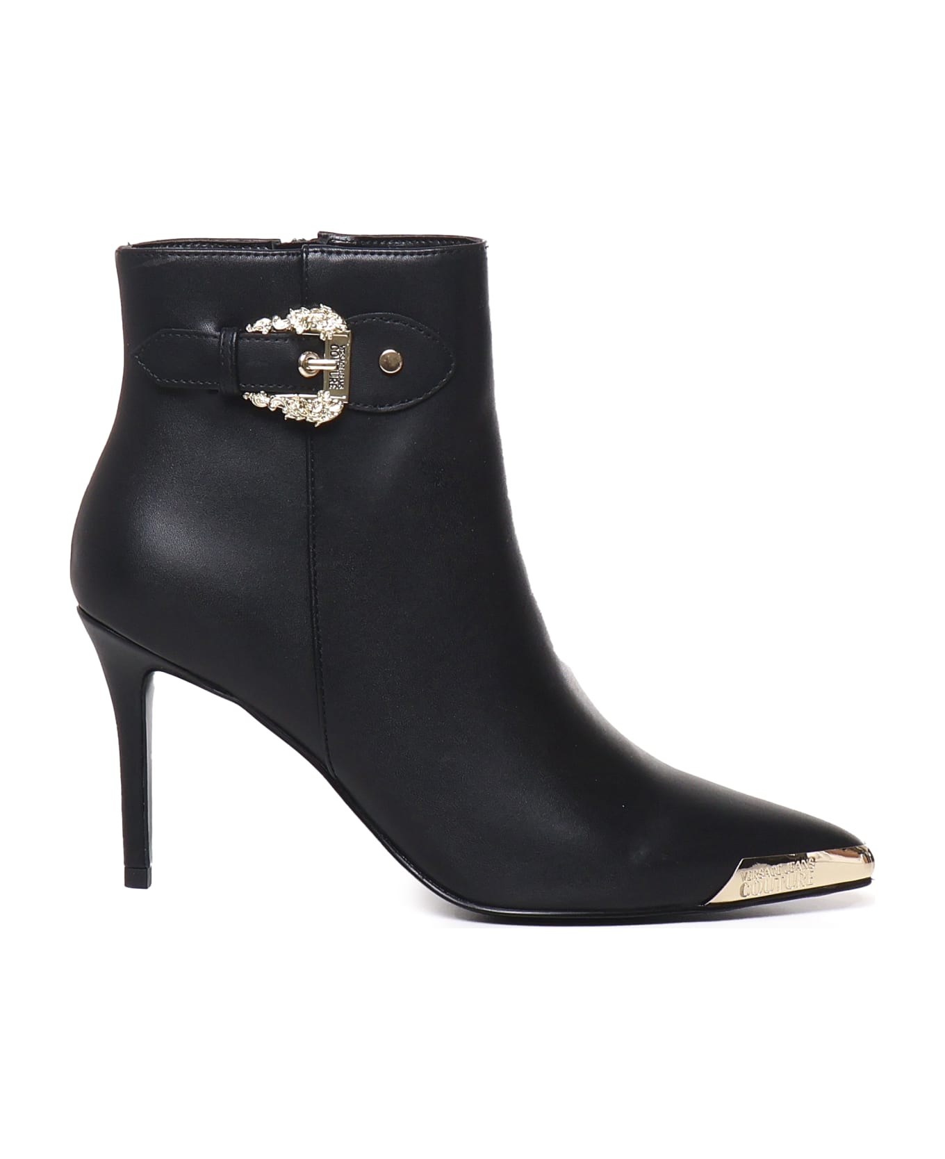 Versace Jeans Couture Ankle Boot With Buckle On The Ankle - Black