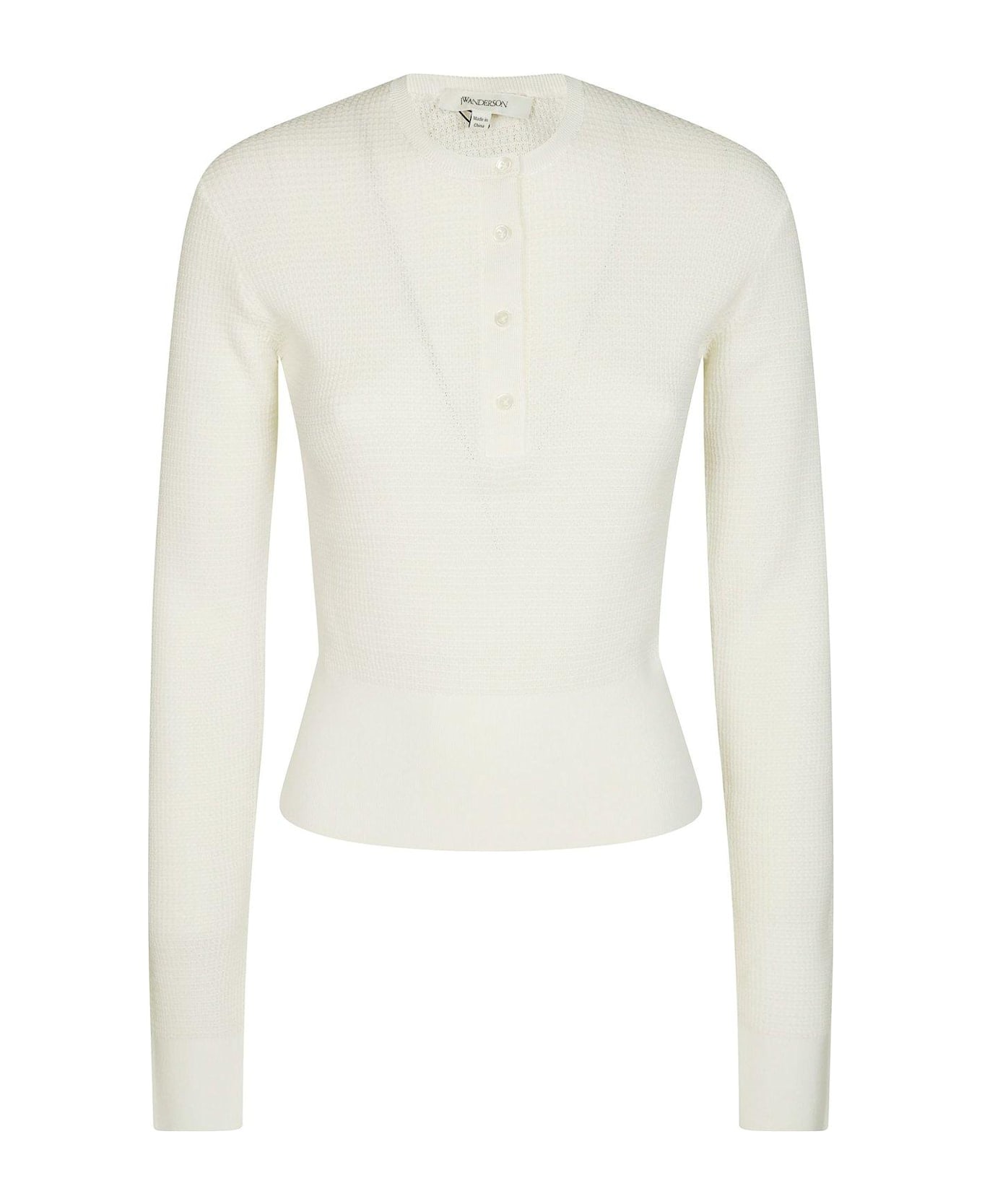 J.W. Anderson Crewneck Henley Top - White
