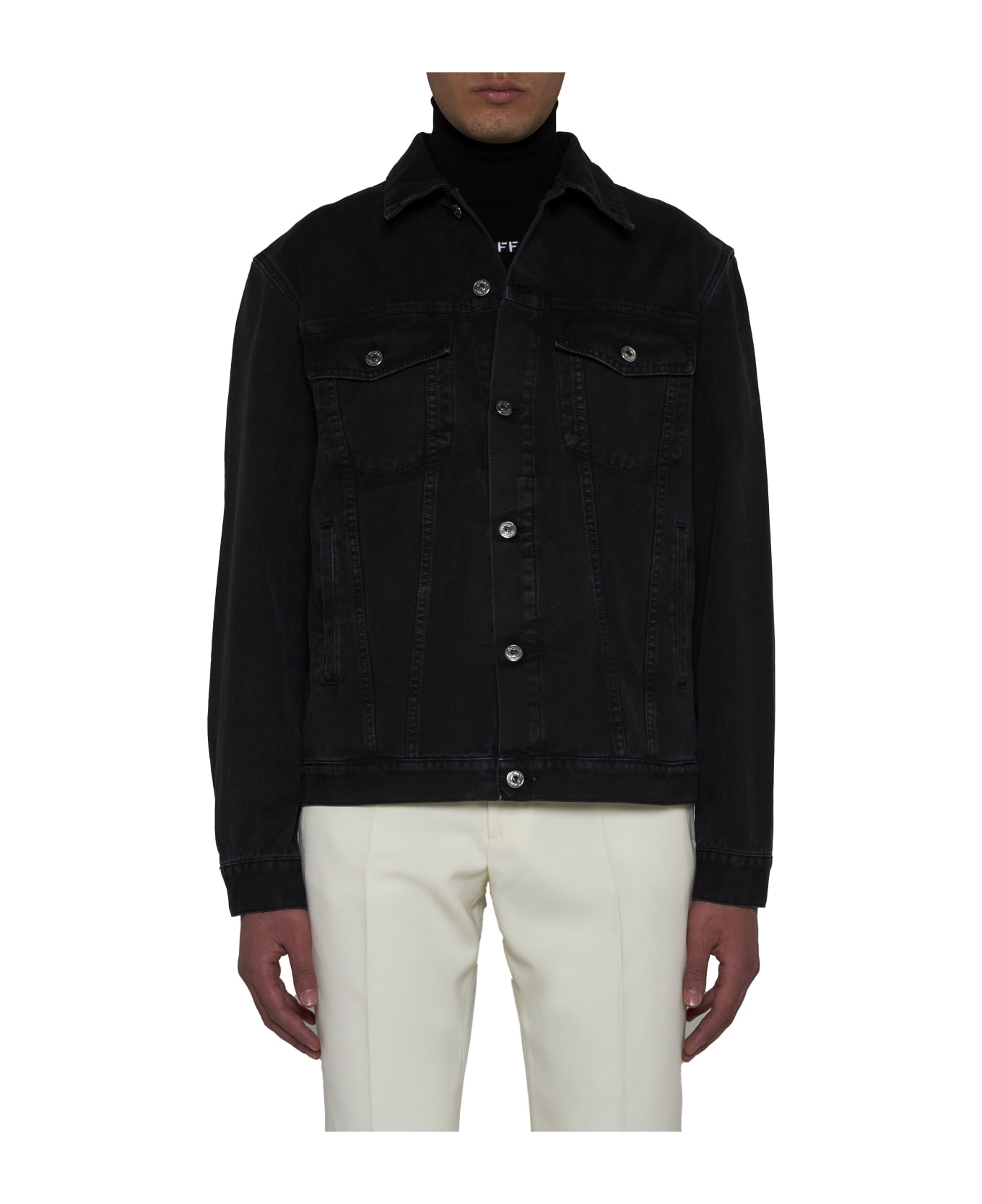 Off-White Denim Jacket With Logo - Black White ジャケット