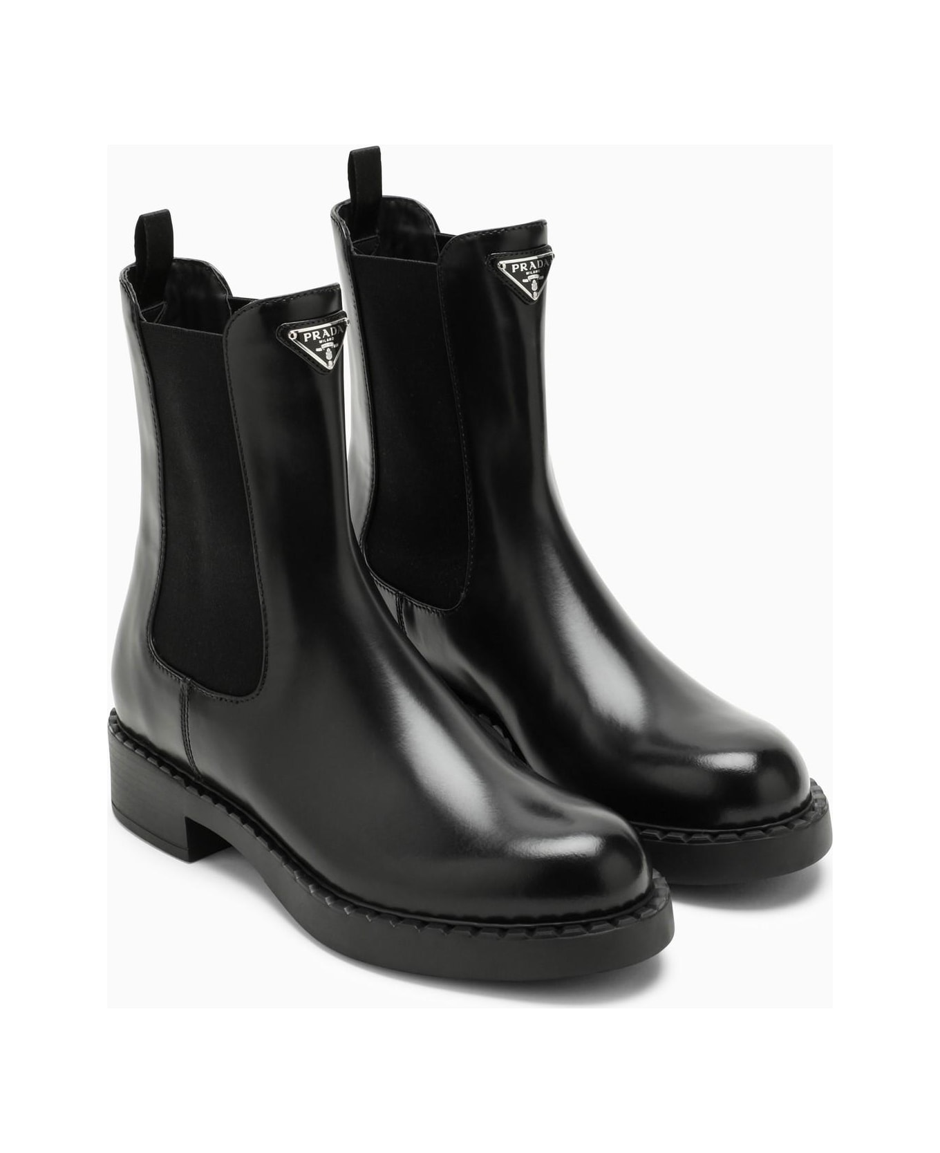 Prada Black Leather Beatles Boot - Nero
