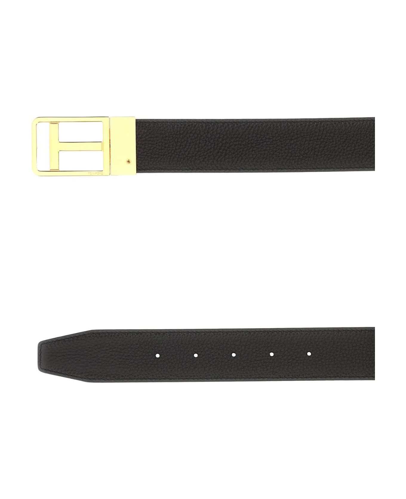 Tom Ford Black Leather Belt - 3BN06