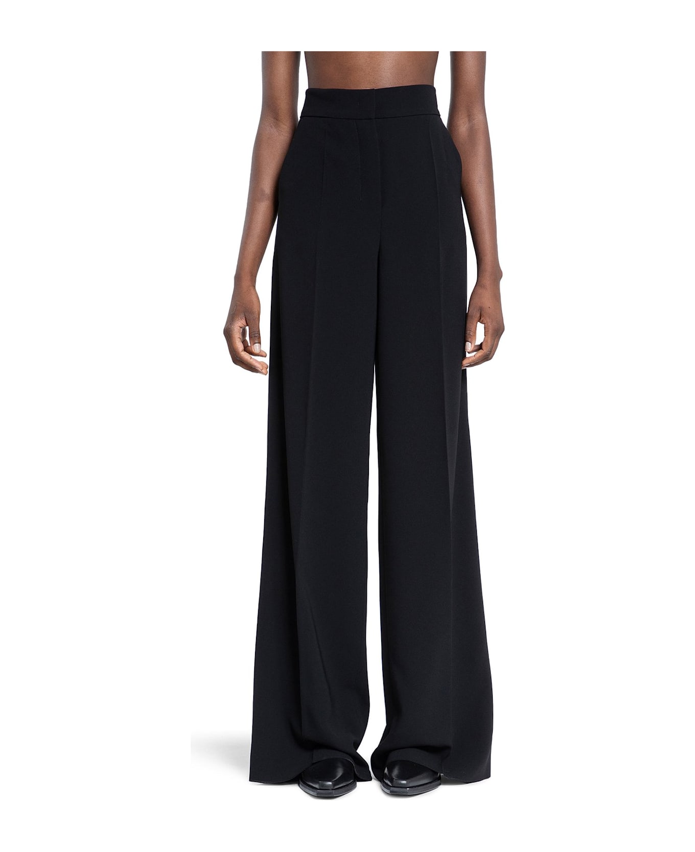 Max Mara Pianoforte High Waist Wide Leg Trousers - Black ボトムス