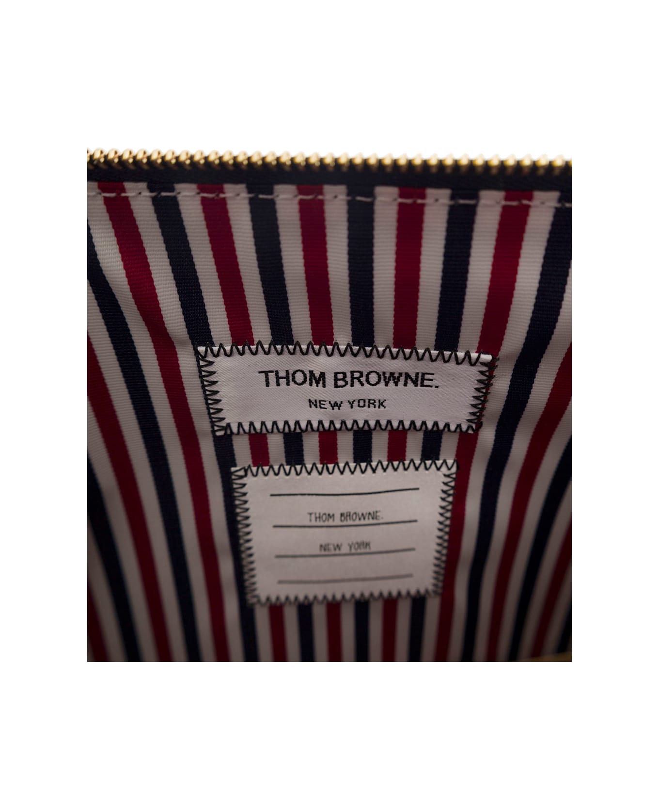 Thom Browne Small Document Holder W/ 4 Bar In Pebble Grain Leather ...