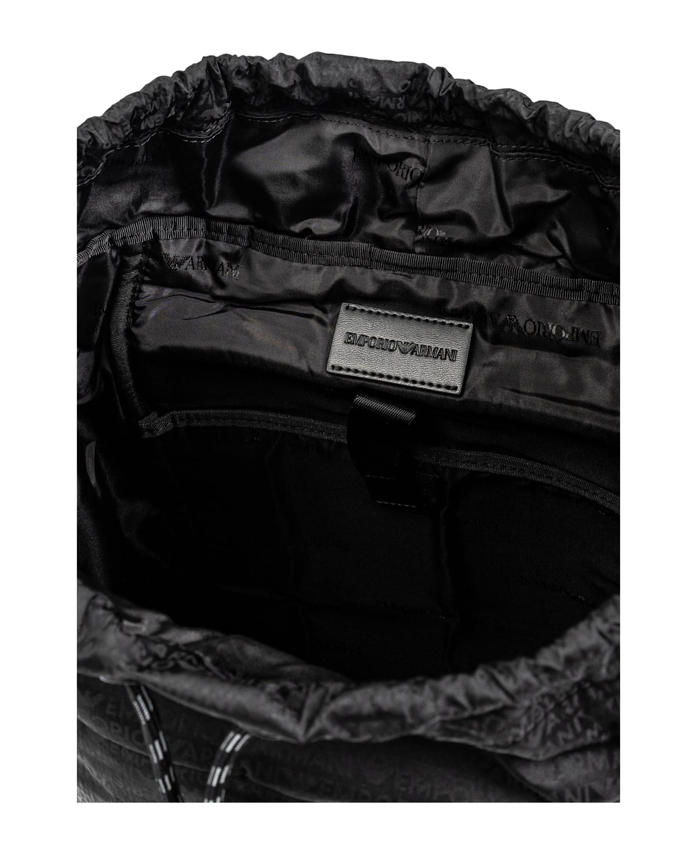 Emporio Armani Backpack With Monogram - Black