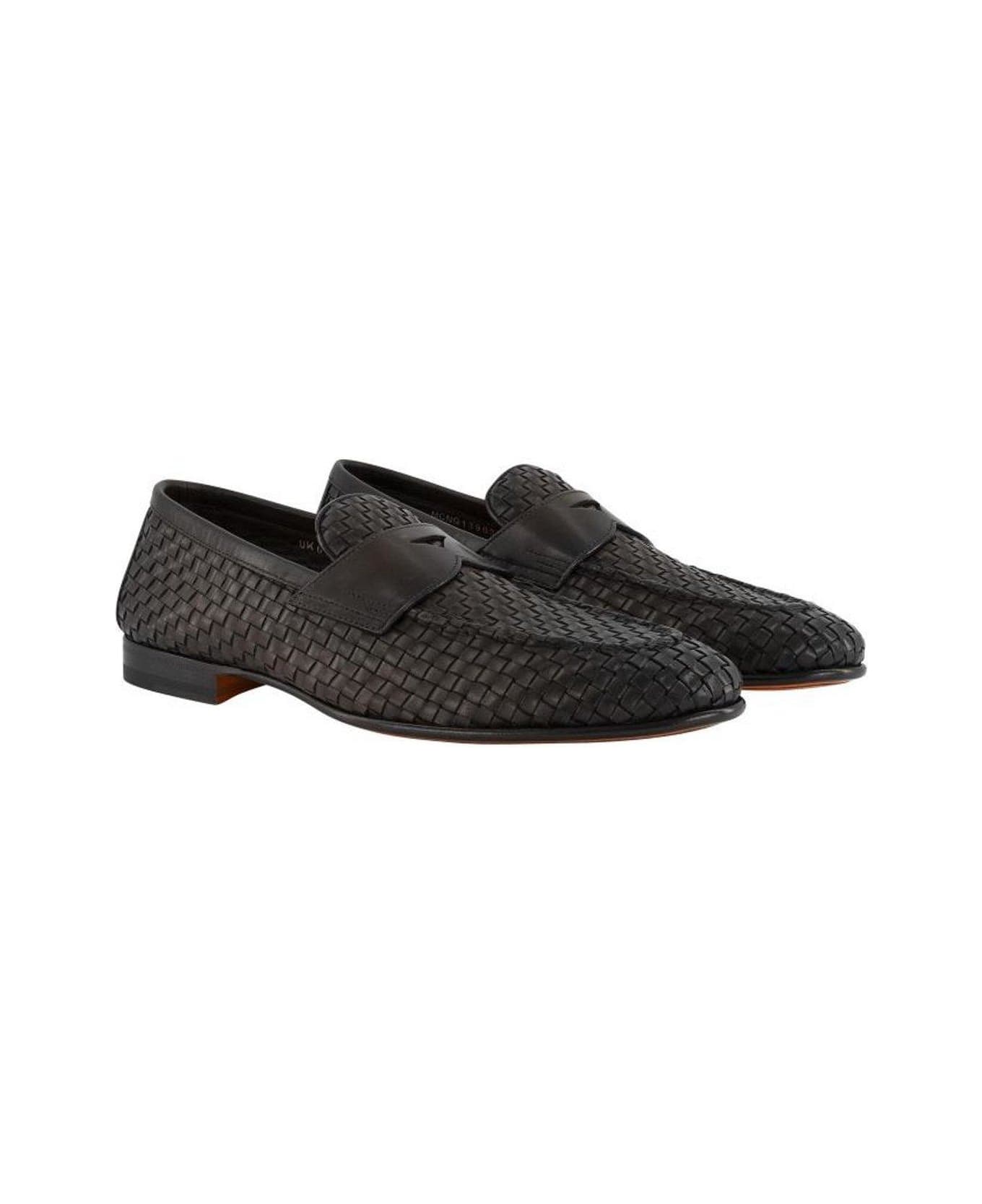 Santoni Gwendal Interwoven Loafers - BROWN