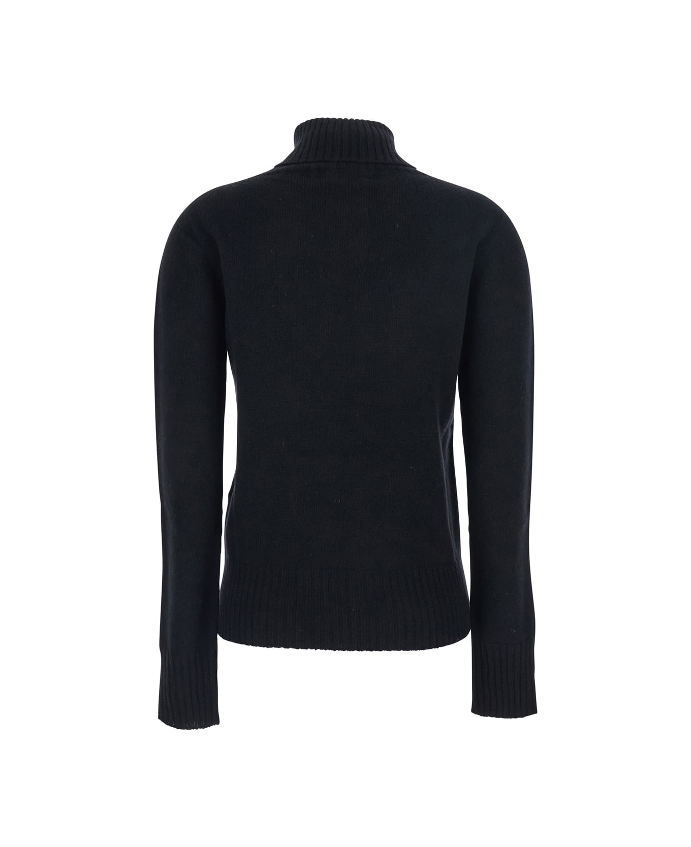 Mauro Grifoni Black Turtleneck Sweater With Ribbed Trims In Wool Woman - Black