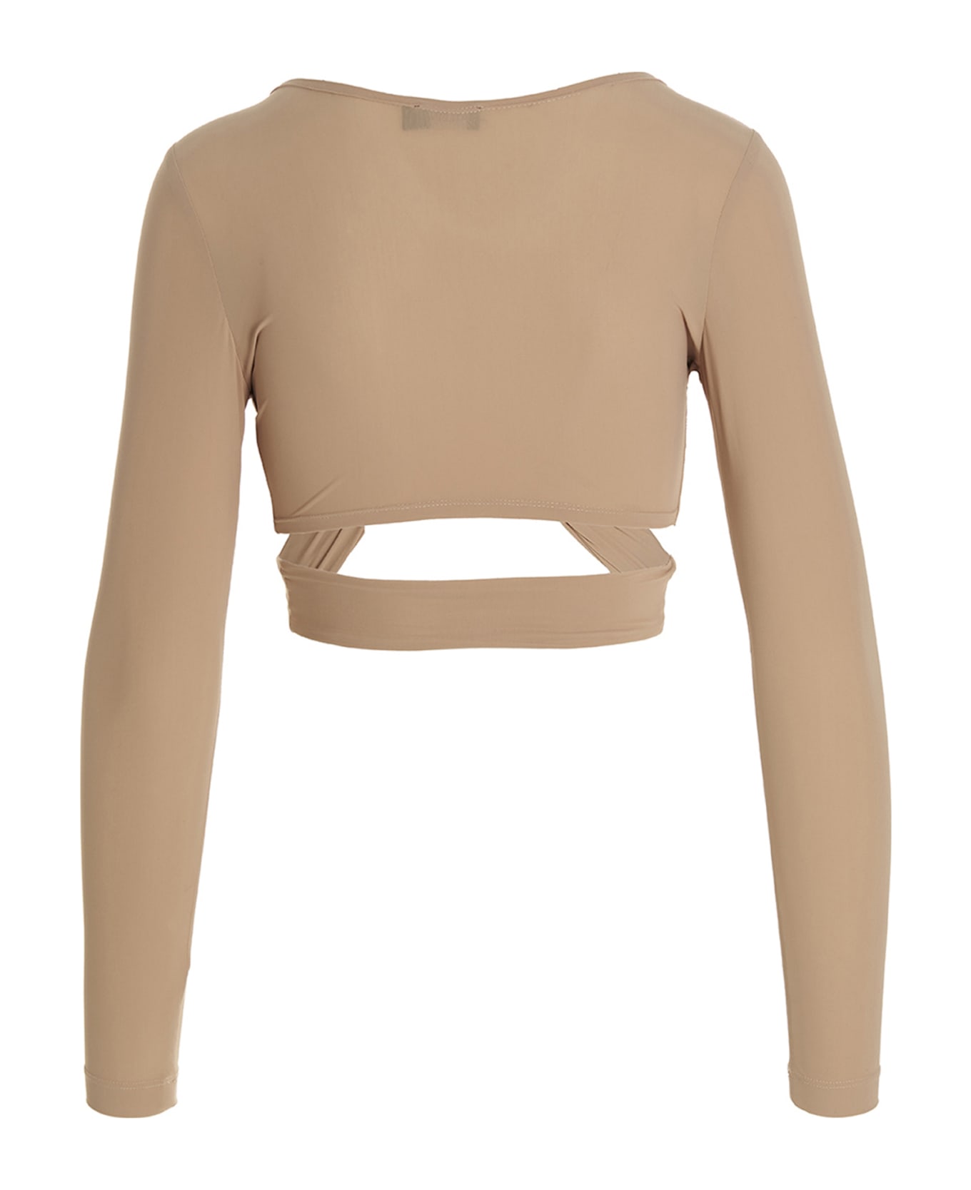 Atlein Crossed Cropped Top - Beige トップス