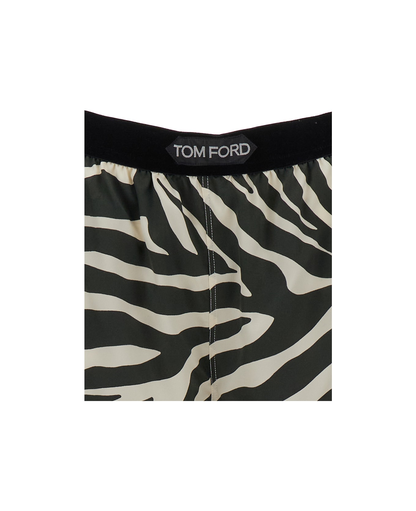 Tom Ford White And Black All-over Zebra Print Shorts In Silk Blend Woman - White