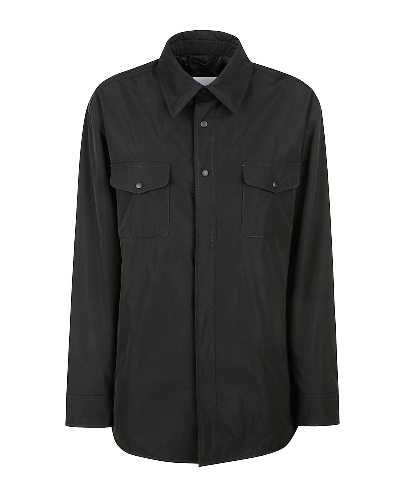 Aspesi Patched Chest Pocket Two-buttons Shirt - Black