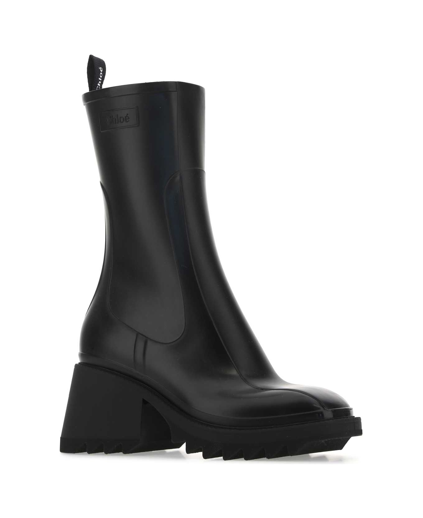 Chloé Black Rubber Ankle Boots - 001