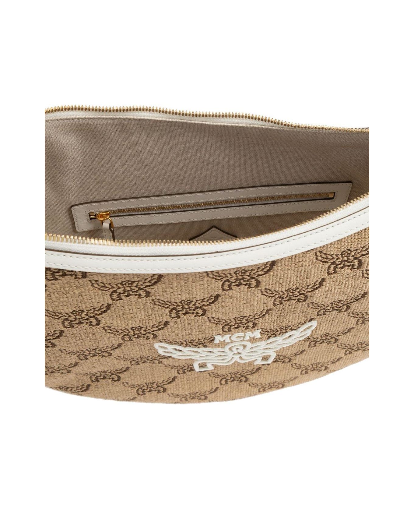 MCM Logo Printed Shoulder Bag - NEUTRALS