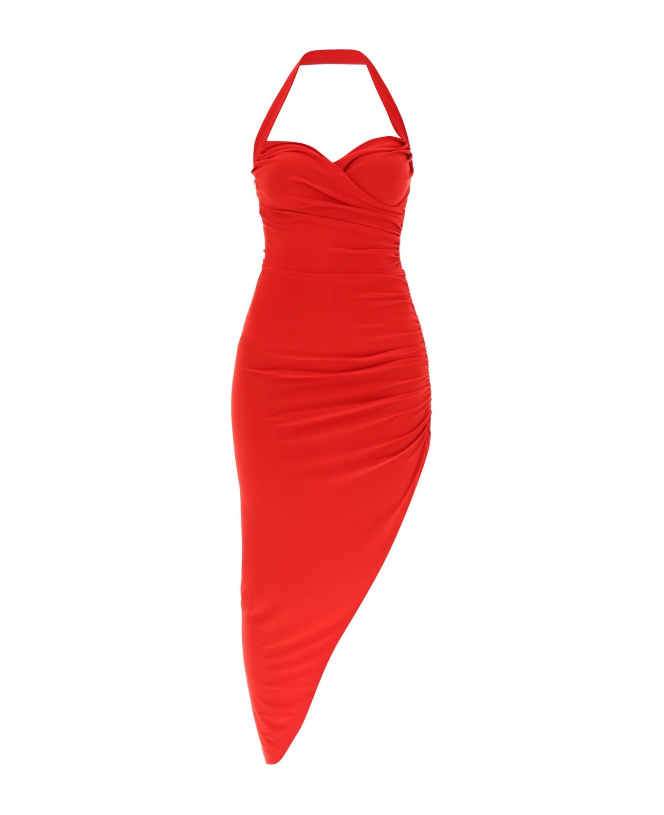 Norma Kamali Cayla Drape Dress - TIGER RED (Red)