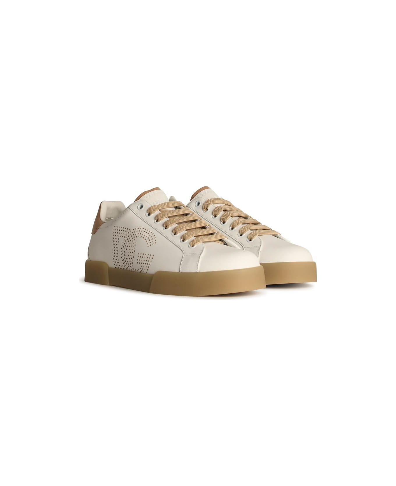 Dolce & Gabbana White Leather Sneakers - White