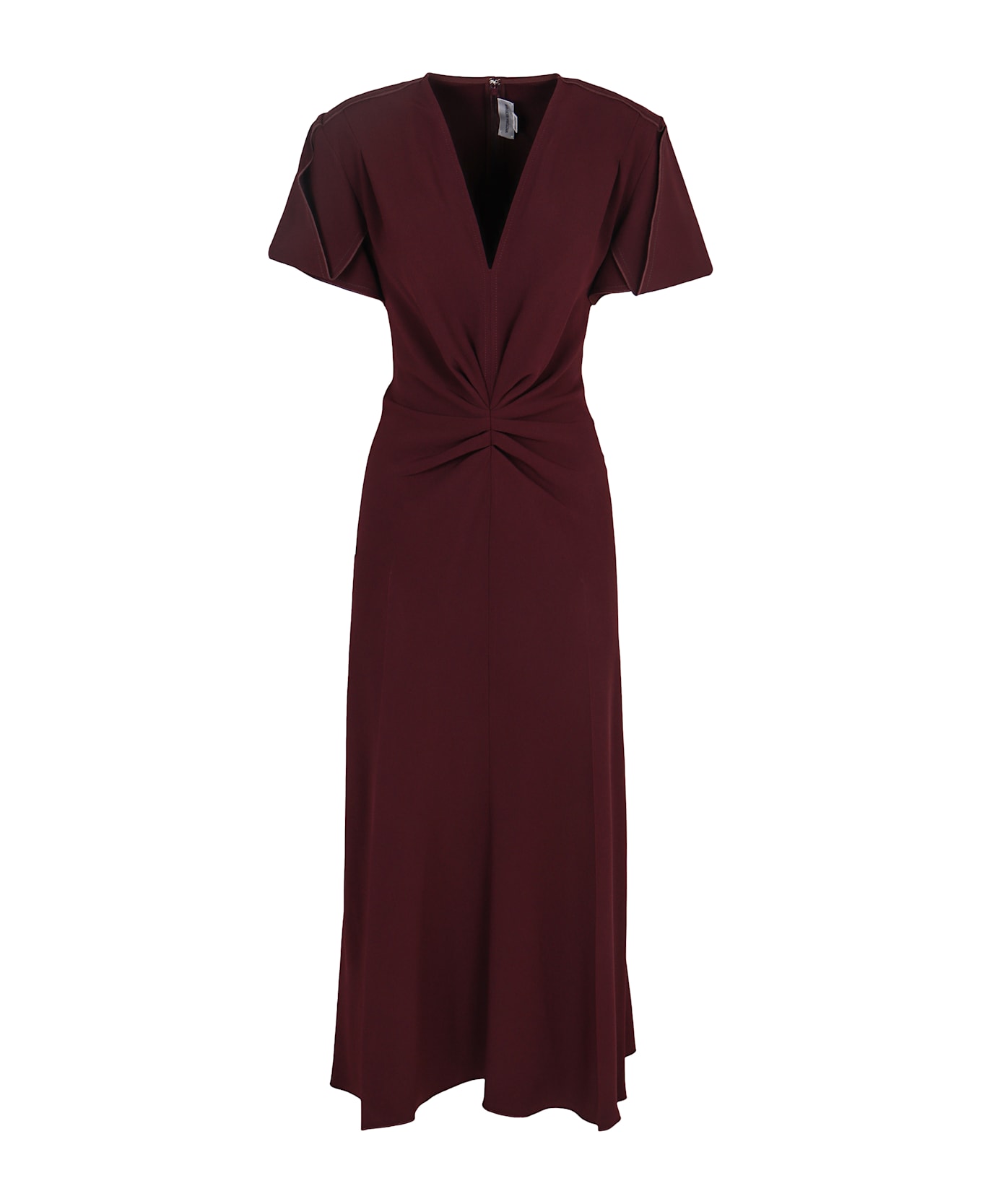 Victoria Beckham Midi Dress With V-neck - Burgundy
