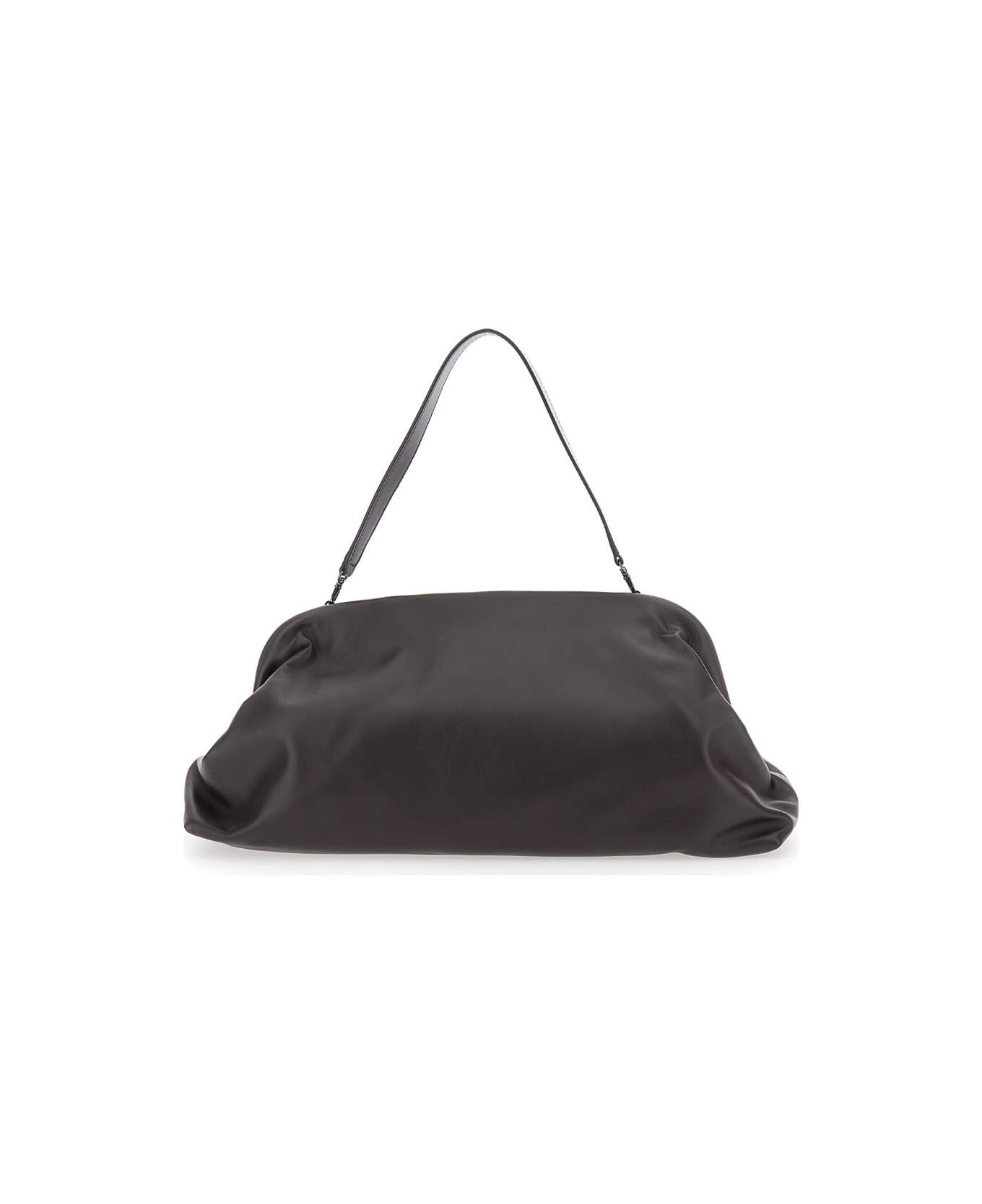 Alberta Ferretti Brown Handbag With Removable Handle And Clasp Closure In Leather Woman - Brown