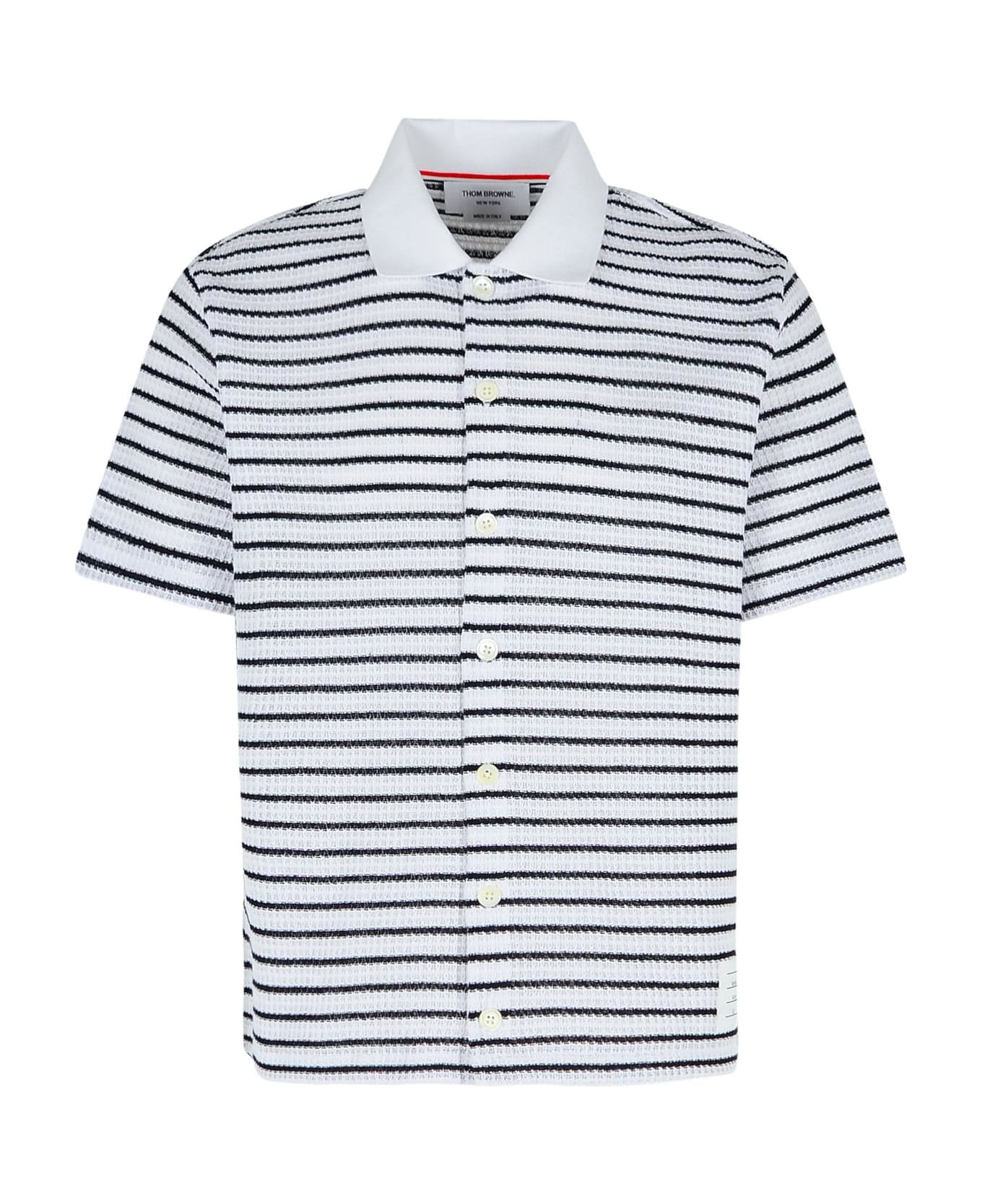 Thom Browne Navy Cotton Polo Shirt - Navy