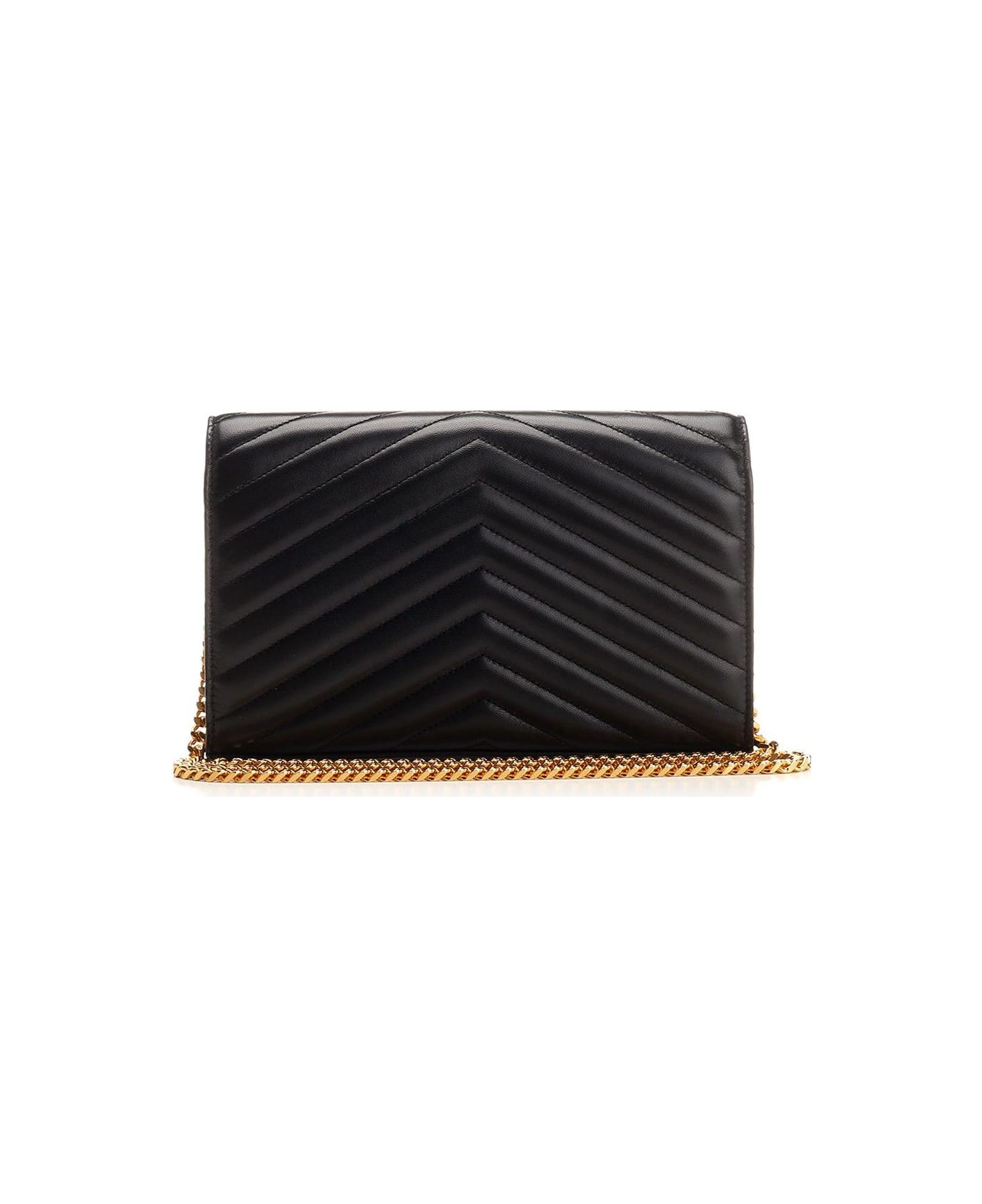 Saint Laurent Cassandre Matelass Hain Wallet - NERO