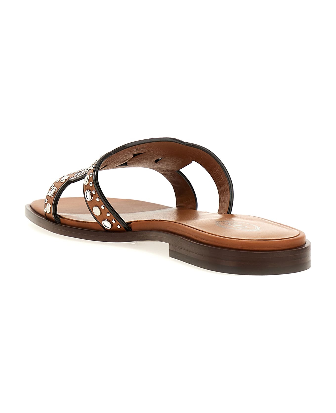 Tod's Maxi Catena Leather Sandals - Brown サンダル