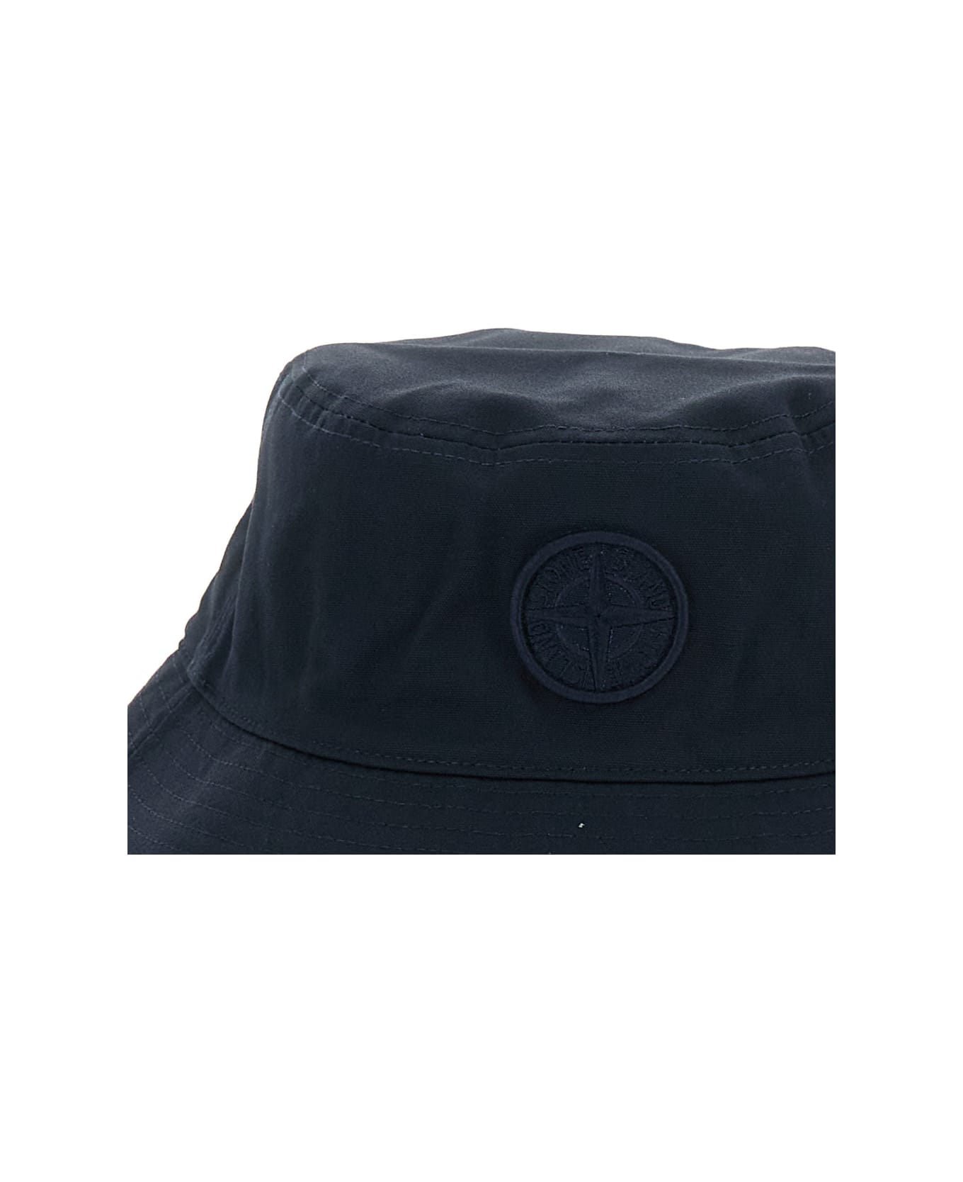Stone Island Junior Blue Bucket Hat With Logo Patch On The Front In Cotton Boy - Blu