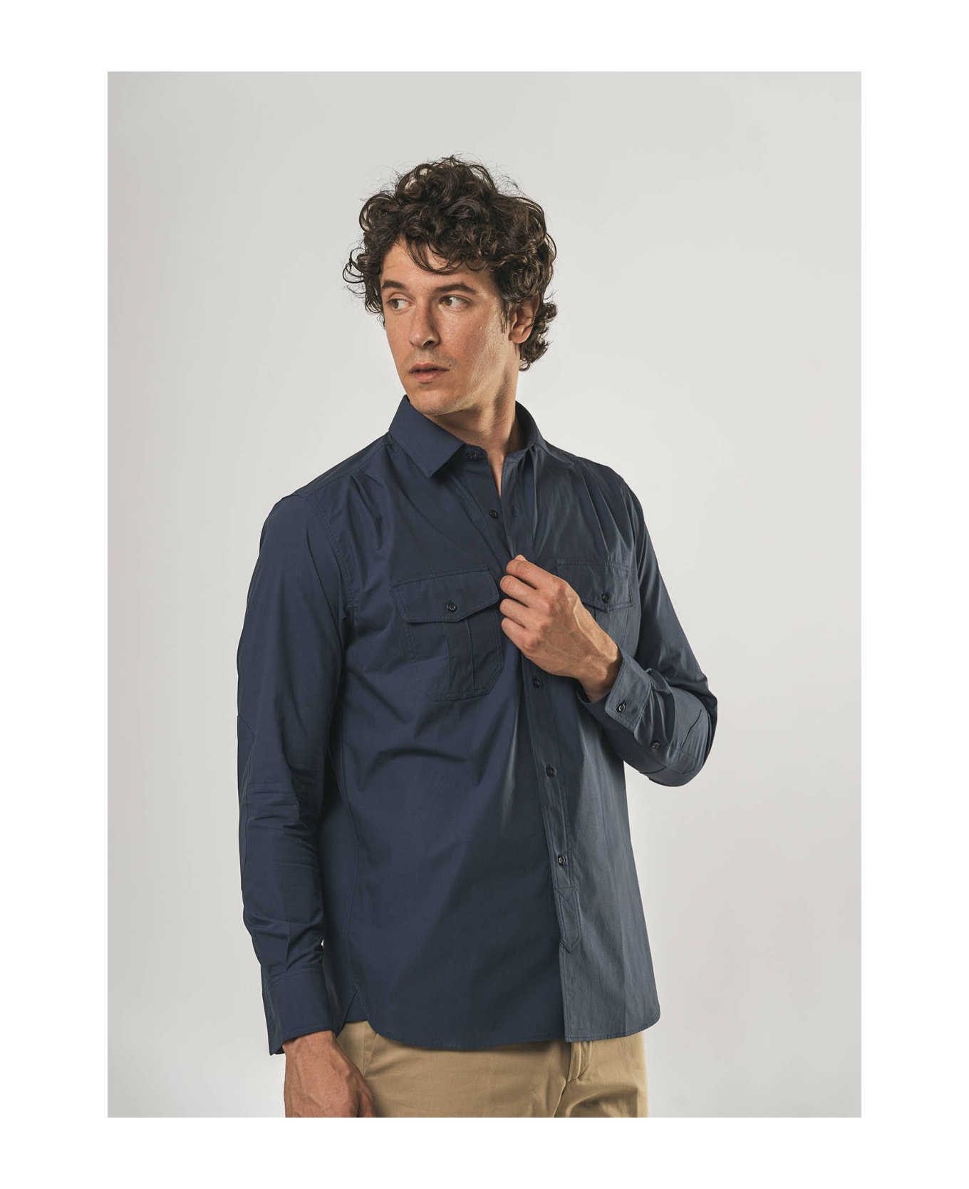 Larusmiani Military Cotton Shirt Shirt - Blue